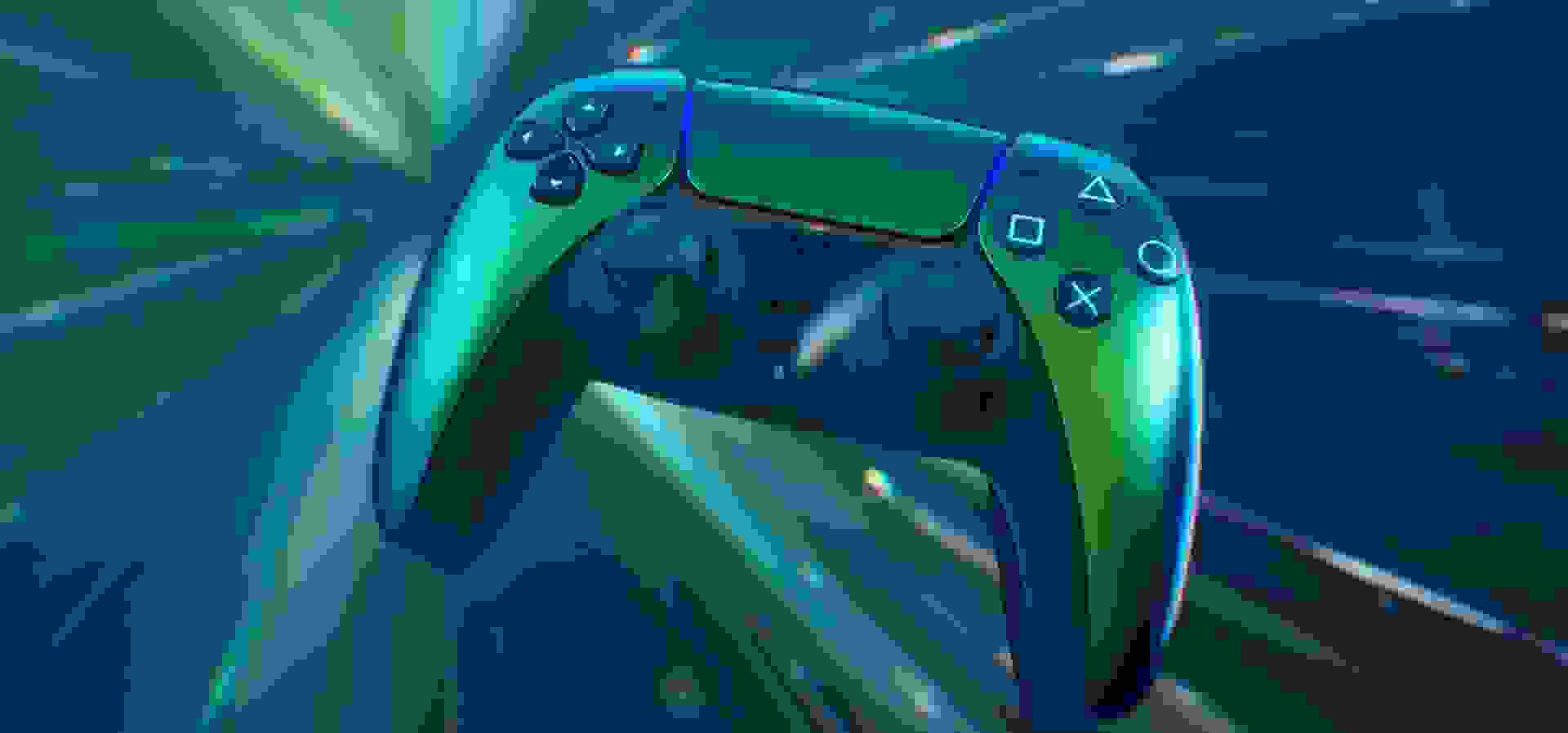 Imagem de fundo do produto Controle PS5 Chroma Teal sem fio (Dualsense)