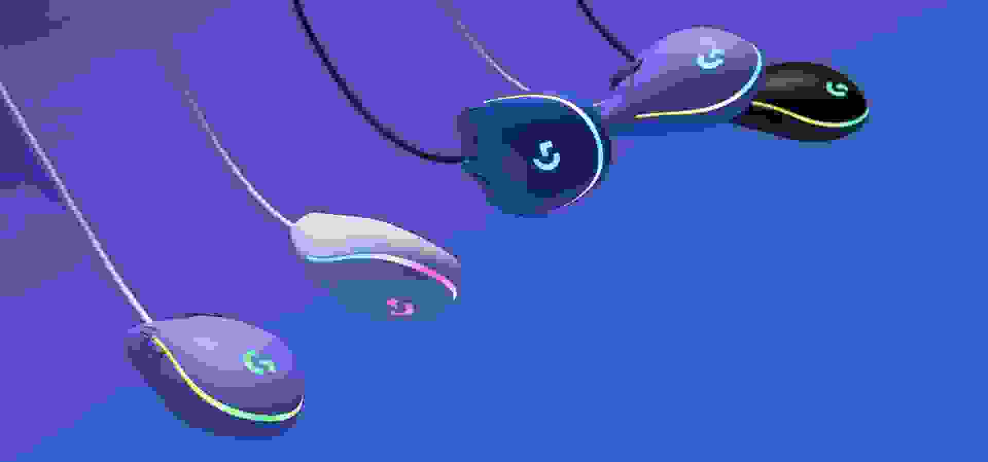 Imagem de fundo do produto Mouse Gamer com fio Logitech G203 Lightsync - Lilás