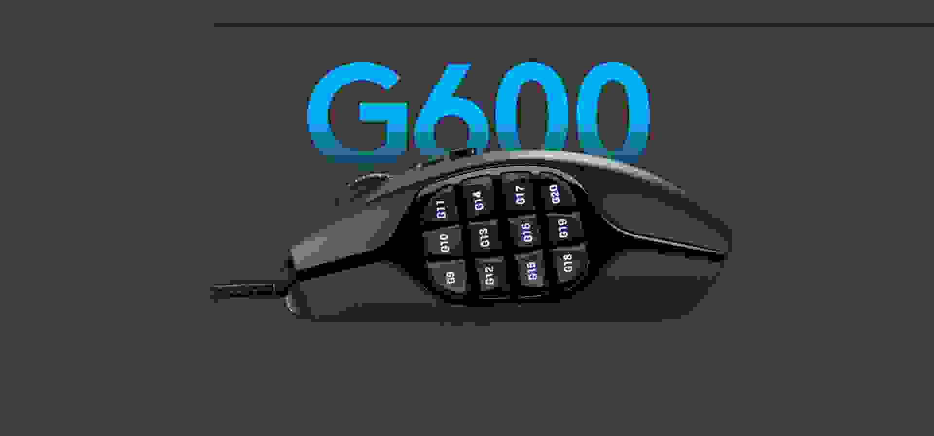 Imagem de fundo do produto Mouse Gamer com fio MMO Logitech G600