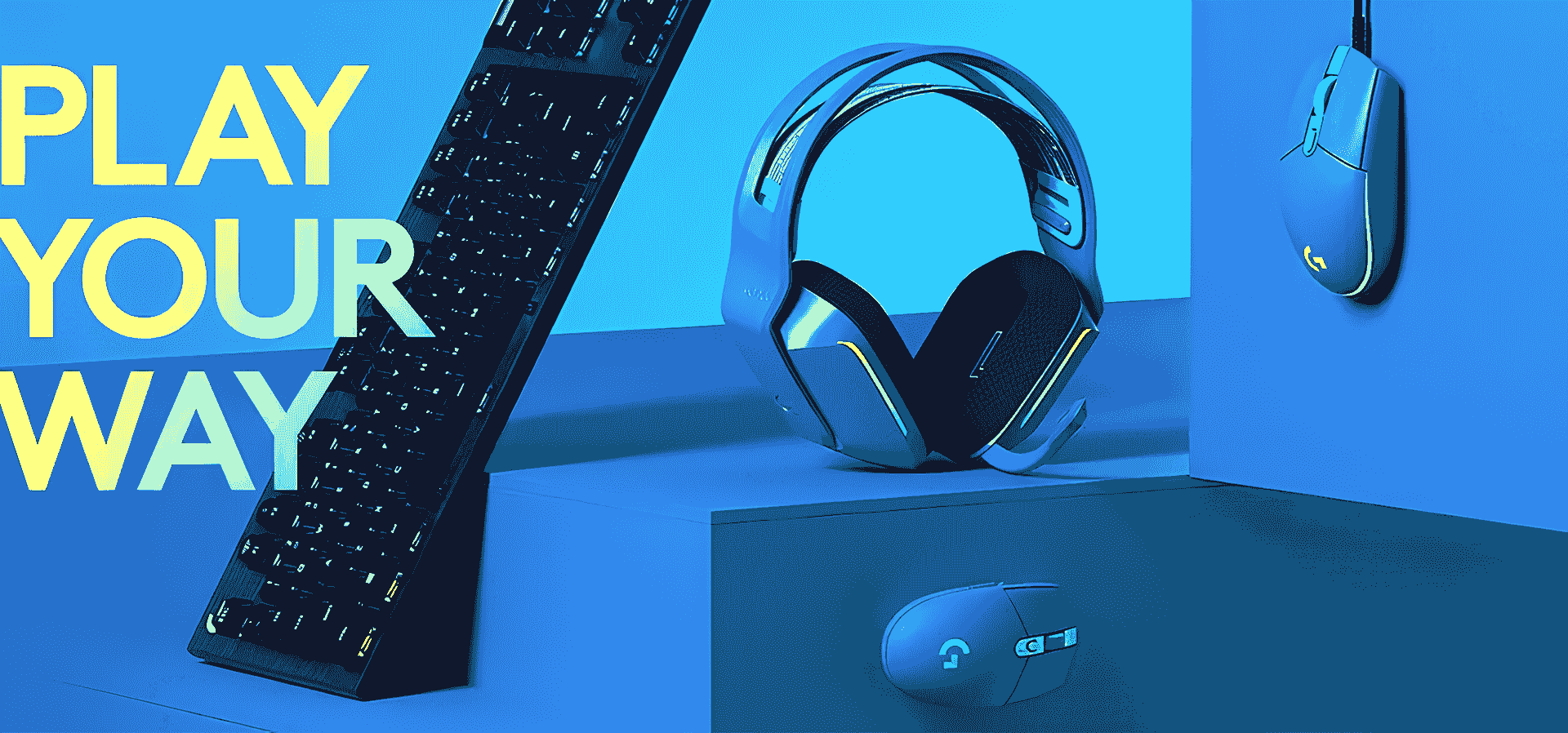 Imagem de fundo do produto Headset Gamer Sem Fio Logitech G733 7.1 Dolby Surround - Azul