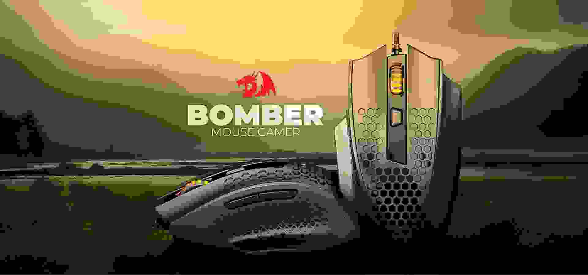 Imagem de fundo do produto Mouse Gamer com fio Redragon Bomber - M722