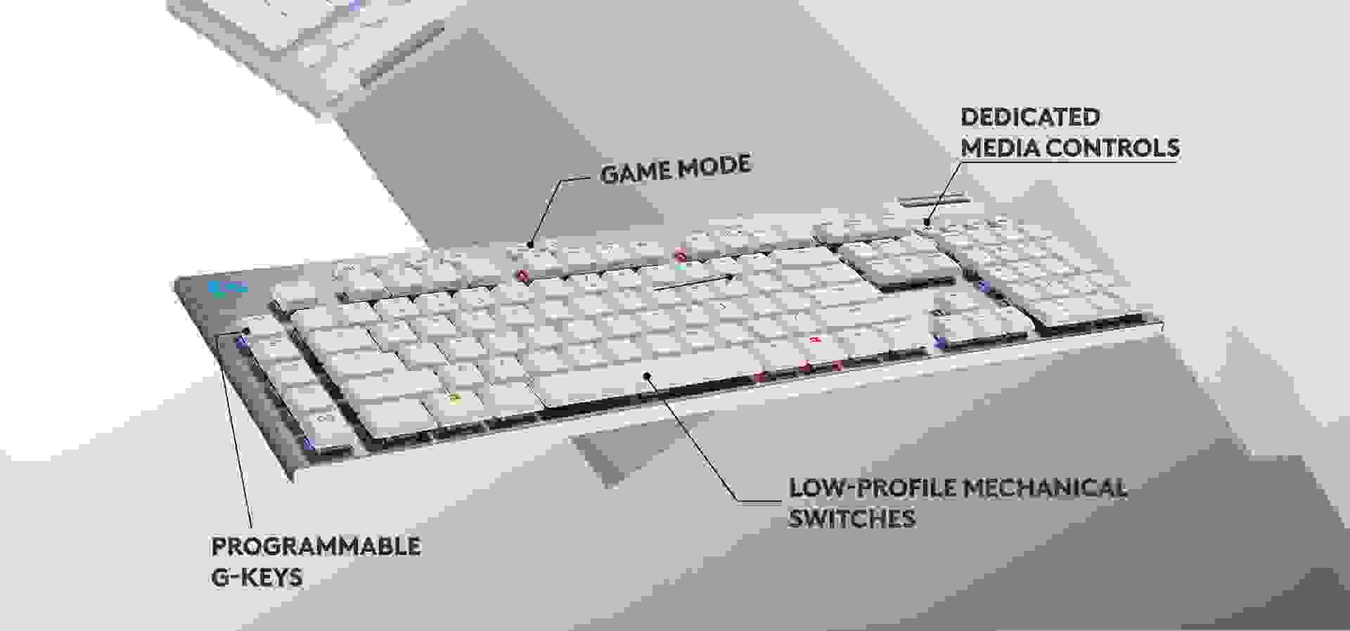 Imagem de fundo do produto Teclado Mecânico Gamer com fio Logitech G815 Switch Brown Tactile - Branco