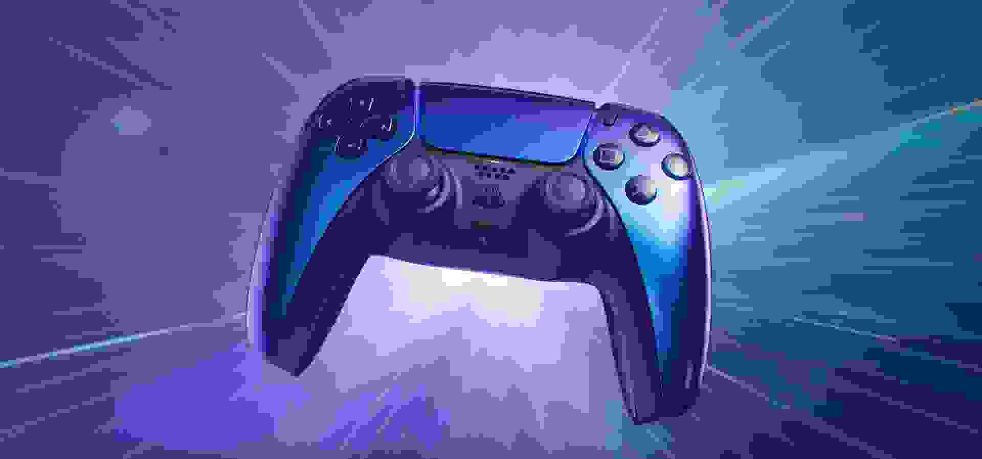 Imagem de fundo do produto Controle PS5 Chroma Indigo sem fio (Dualsense)