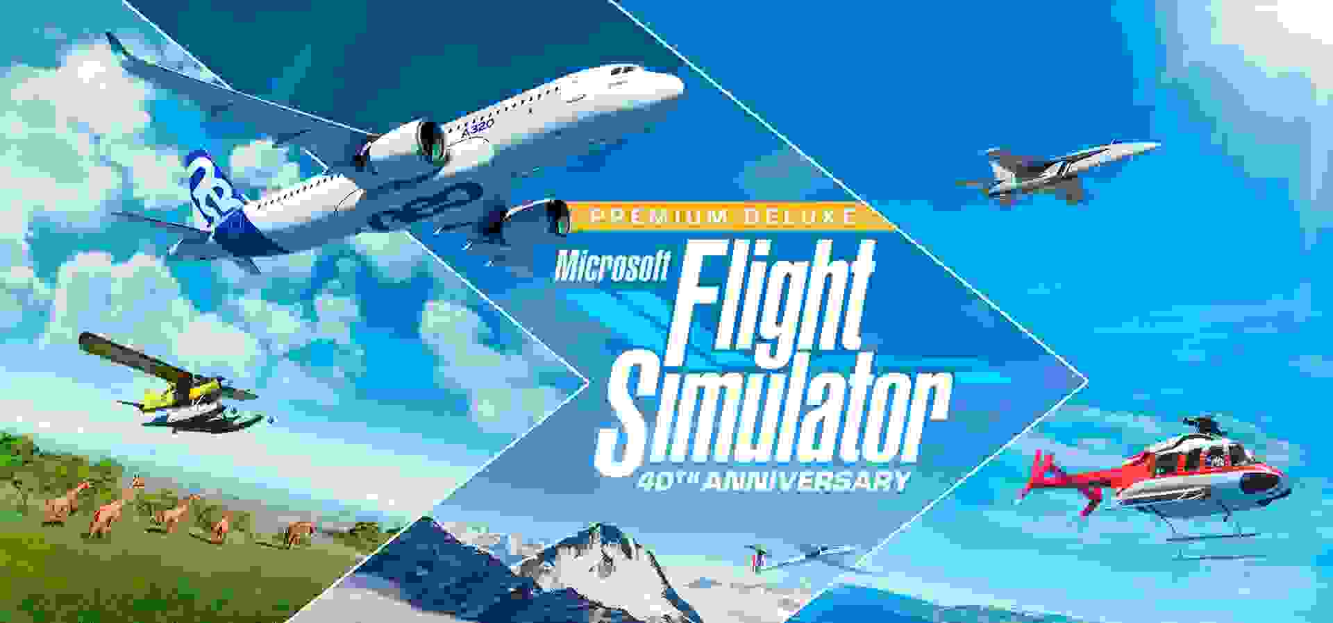 Imagem de fundo do produto Microsoft Flight Simulator Premium Deluxe 40th Anniversary Edition - Xbox Series X|S e PC