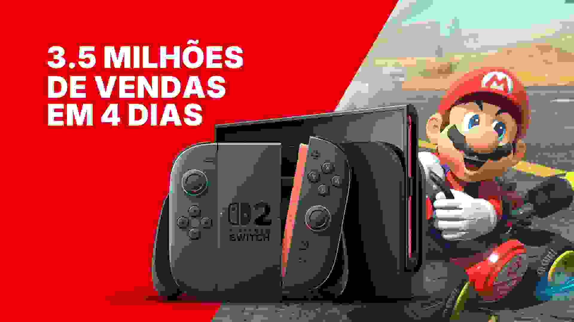 Imagem de fundo do produto Nintendo Switch 2 Bate 3.5 milhões de vendas em 4 dias