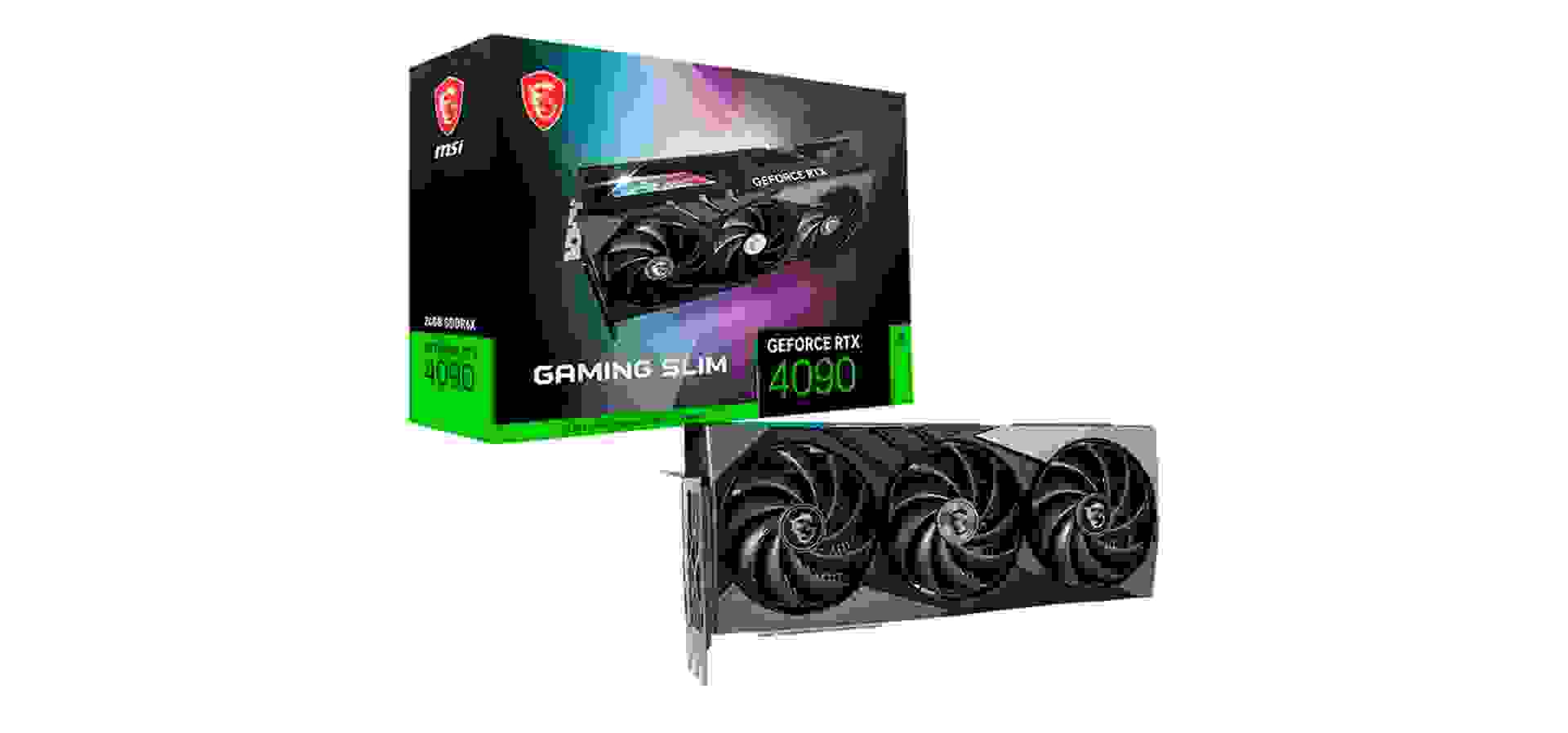 Imagem de fundo do produto Placa de Vídeo MSI GeForce RTX 4090 Gaming X Slim 24GB GDDR6X 384 bits