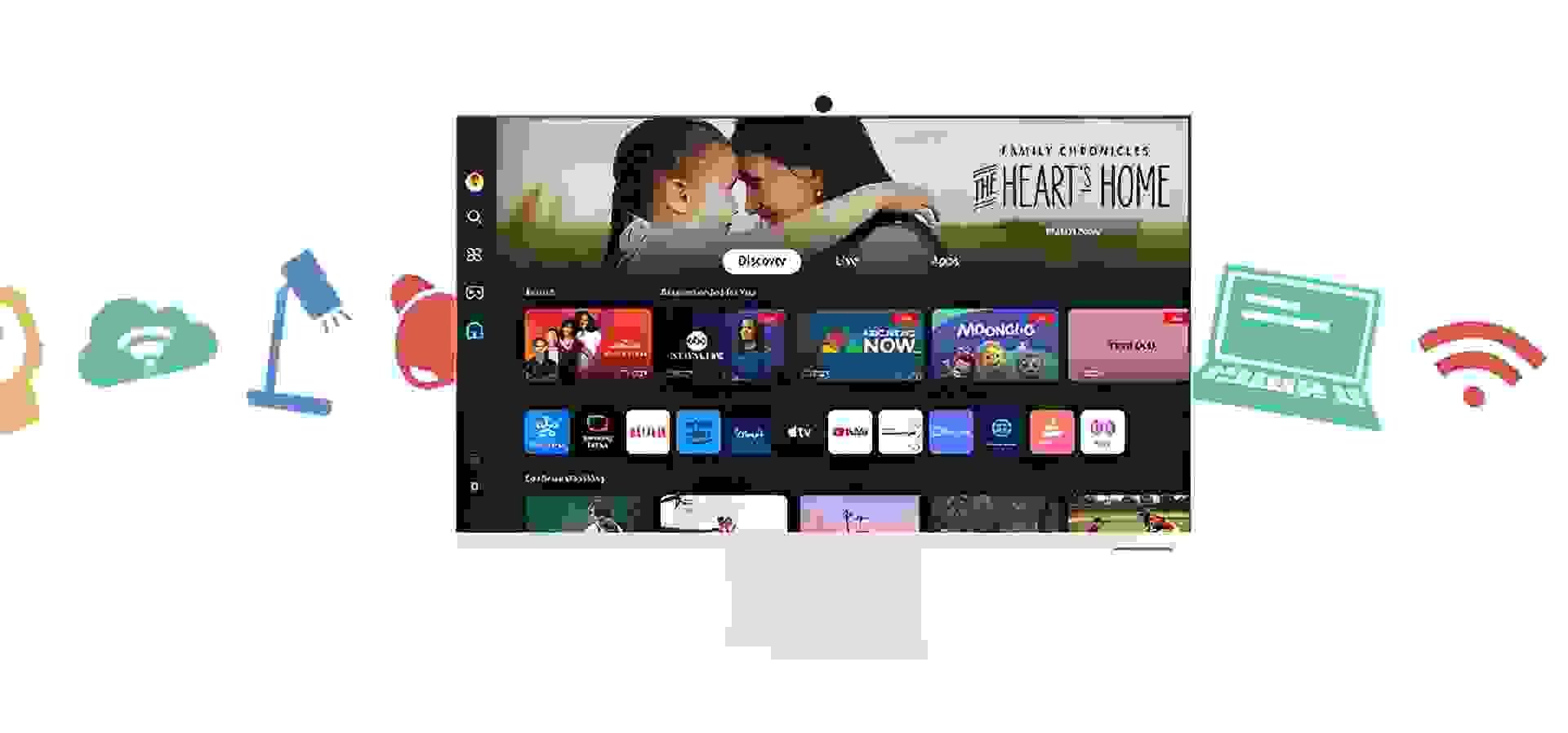 Imagem de fundo do produto Smart Monitor M8 32" Samsung LS32DM801ULXZD