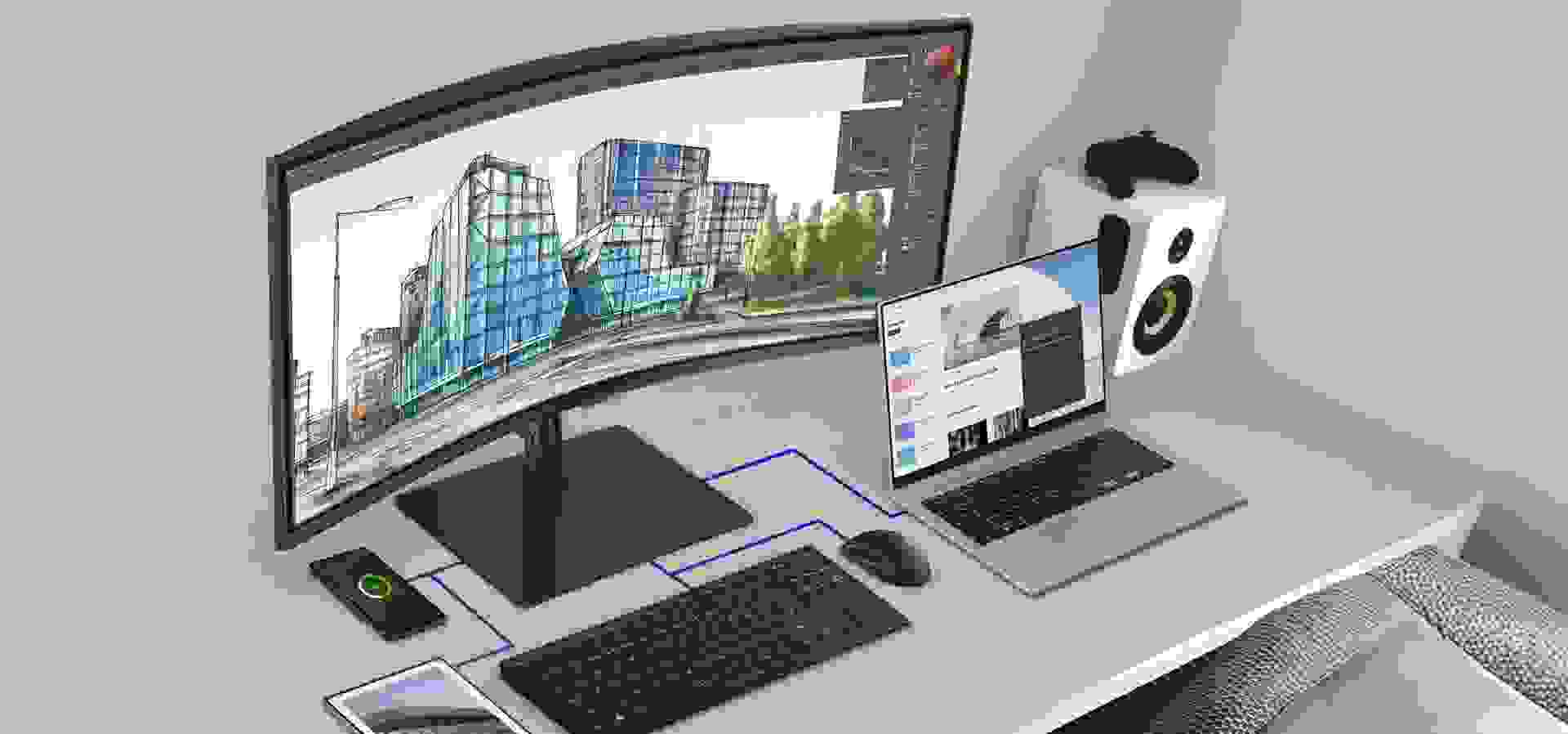 Imagem de fundo do produto Monitor ViewFinity S6 34" 2024 Samsung LS34C650VALXZD