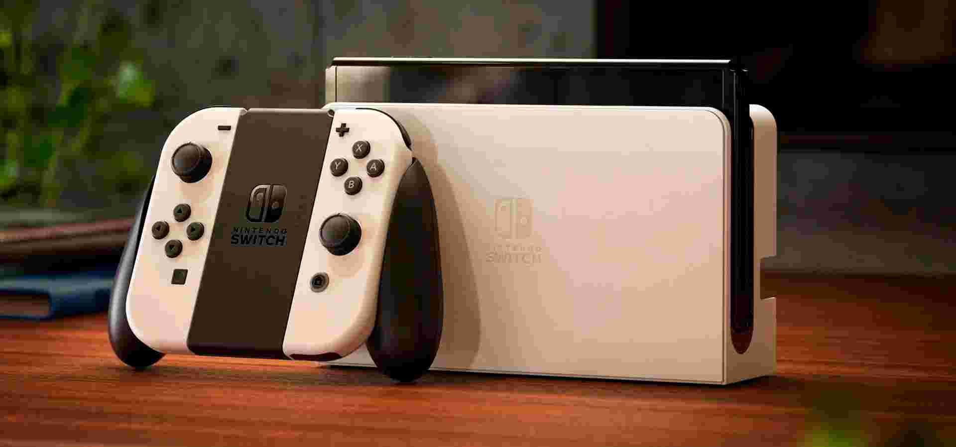 Imagem de fundo do produto Console Nintendo Switch Modelo OLED – Branco