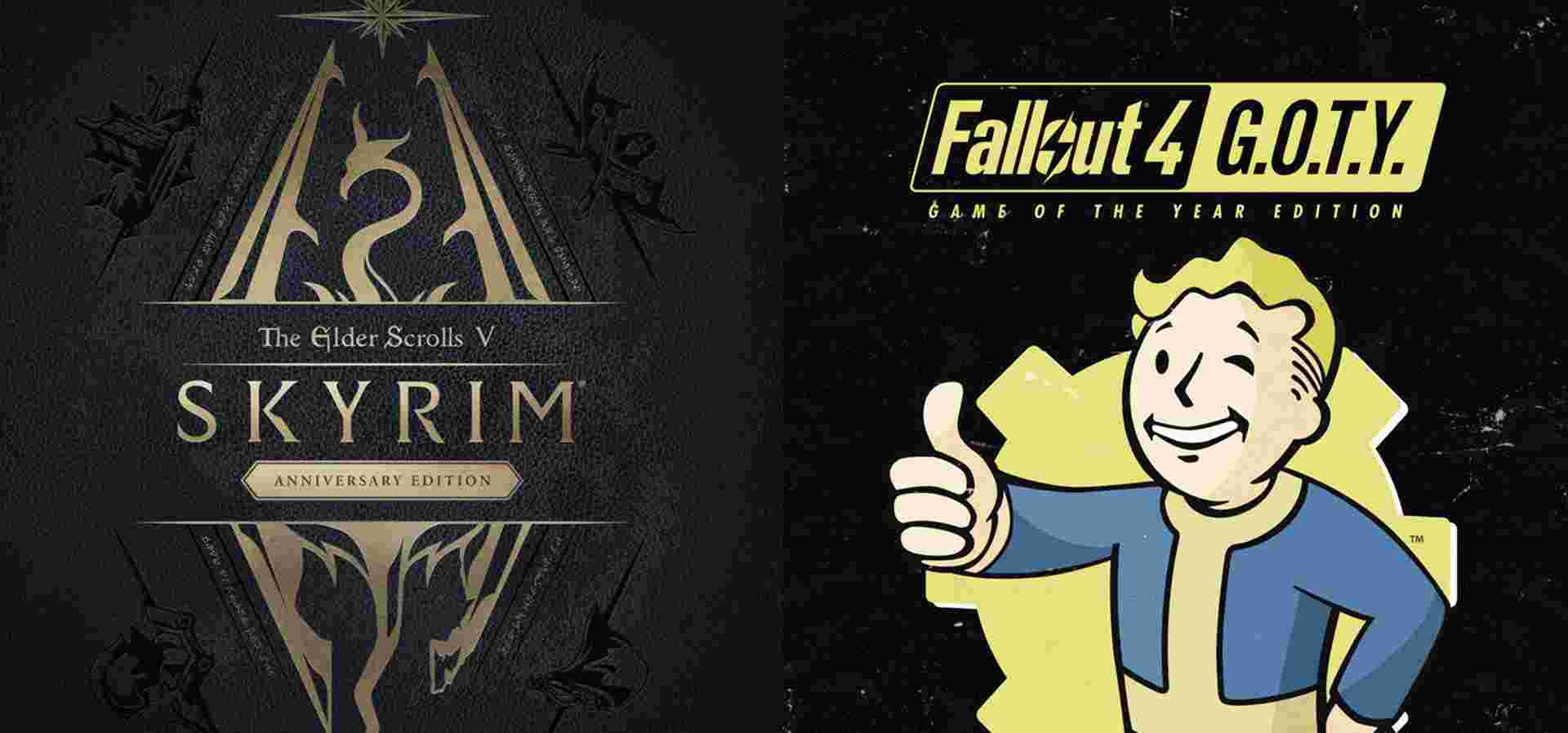 Imagem de fundo do produto Skyrim Anniversary Edition + Fallout 4 G.O.T.Y Bundle - PS4 & PS5