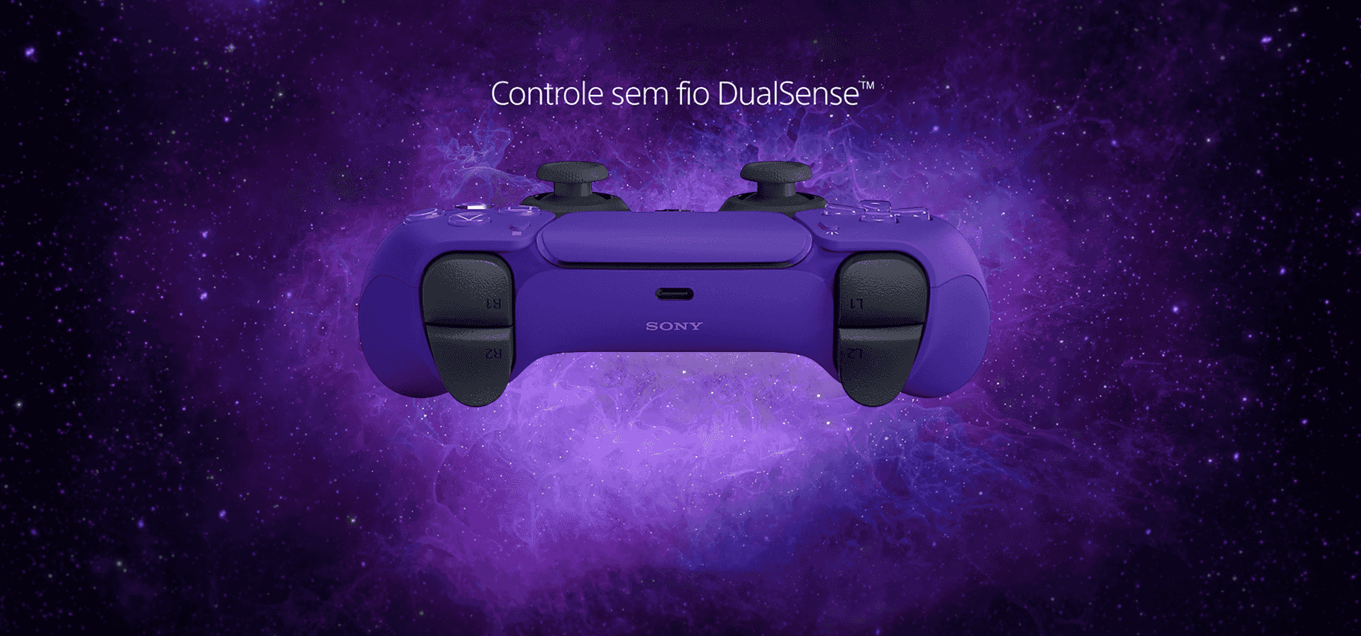 Imagem de fundo do produto Controle PS5 Galatic Purple sem fio (Dualsense)