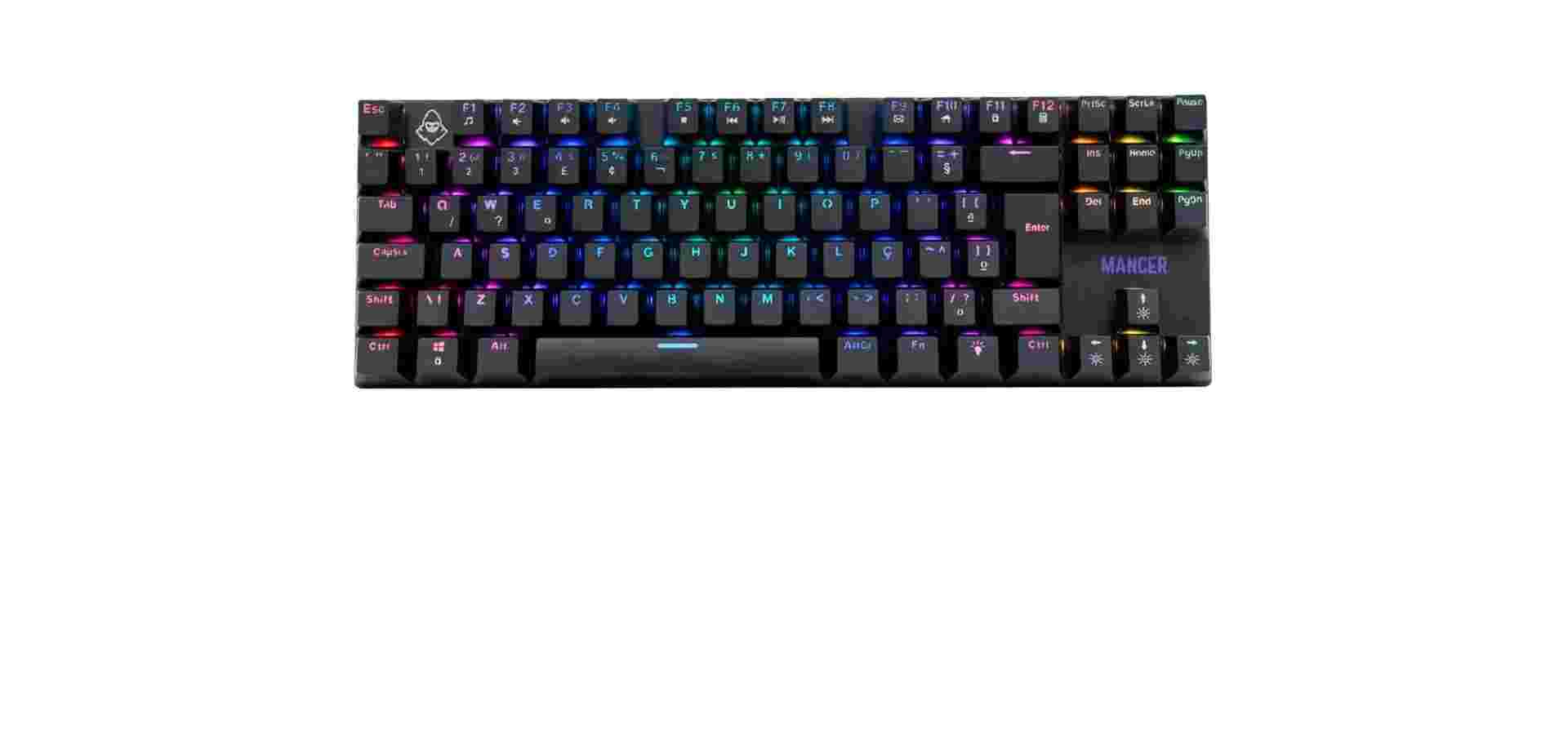 Imagem de fundo do produto Teclado Mecanico Gamer Mancer Ghoul MK2, RGB, ABNT2, Switch Huano Marrom, Preto, MCR-GHM2-RGB01BW