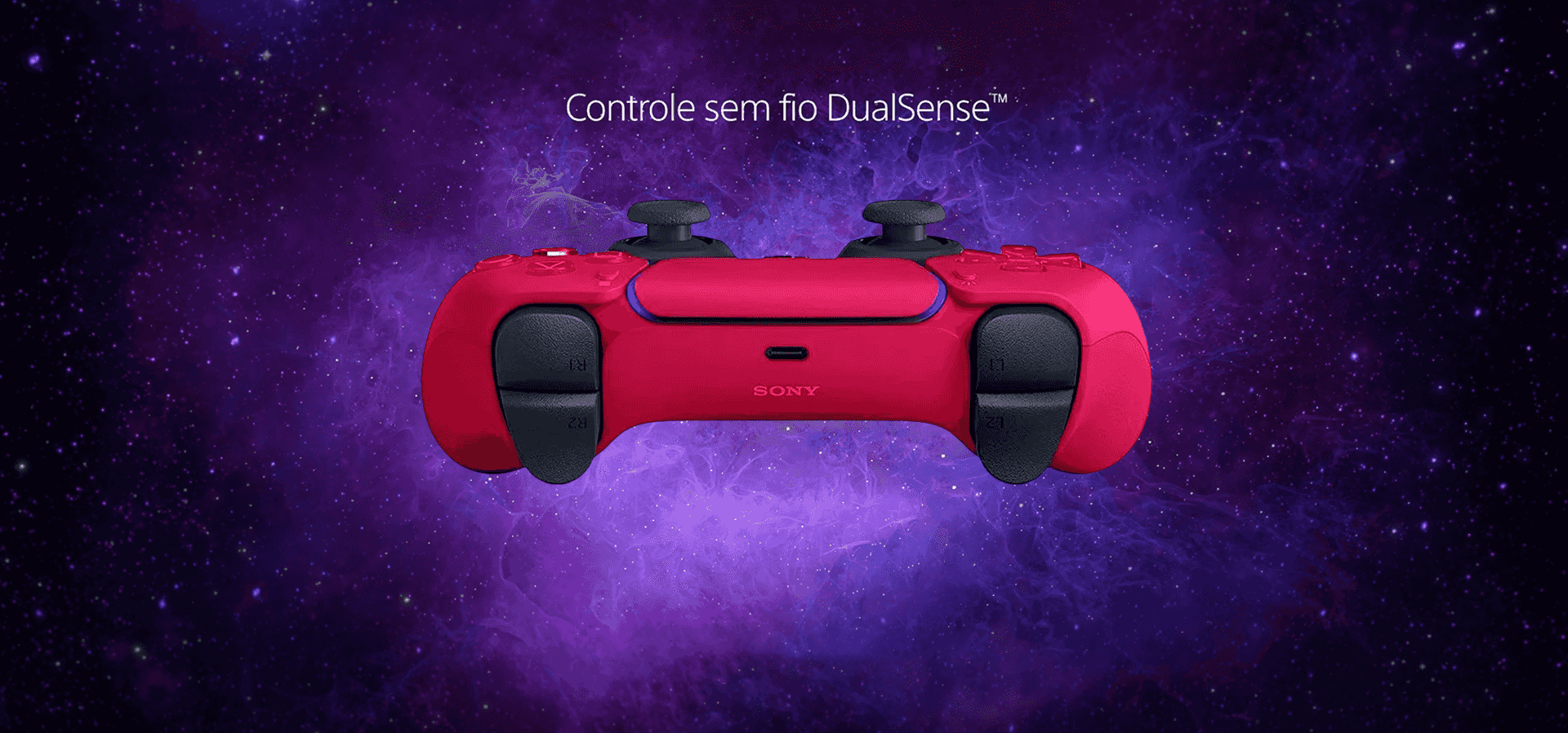 Imagem de fundo do produto Controle PS5 Cosmic Red sem fio (Dualsense)