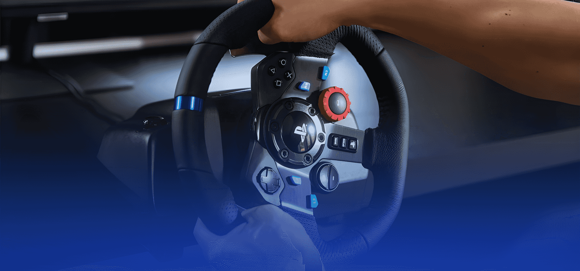 Imagem de fundo do produto Volante Logitech G29 Driving Force para PS5, PS4, PS3 e PC