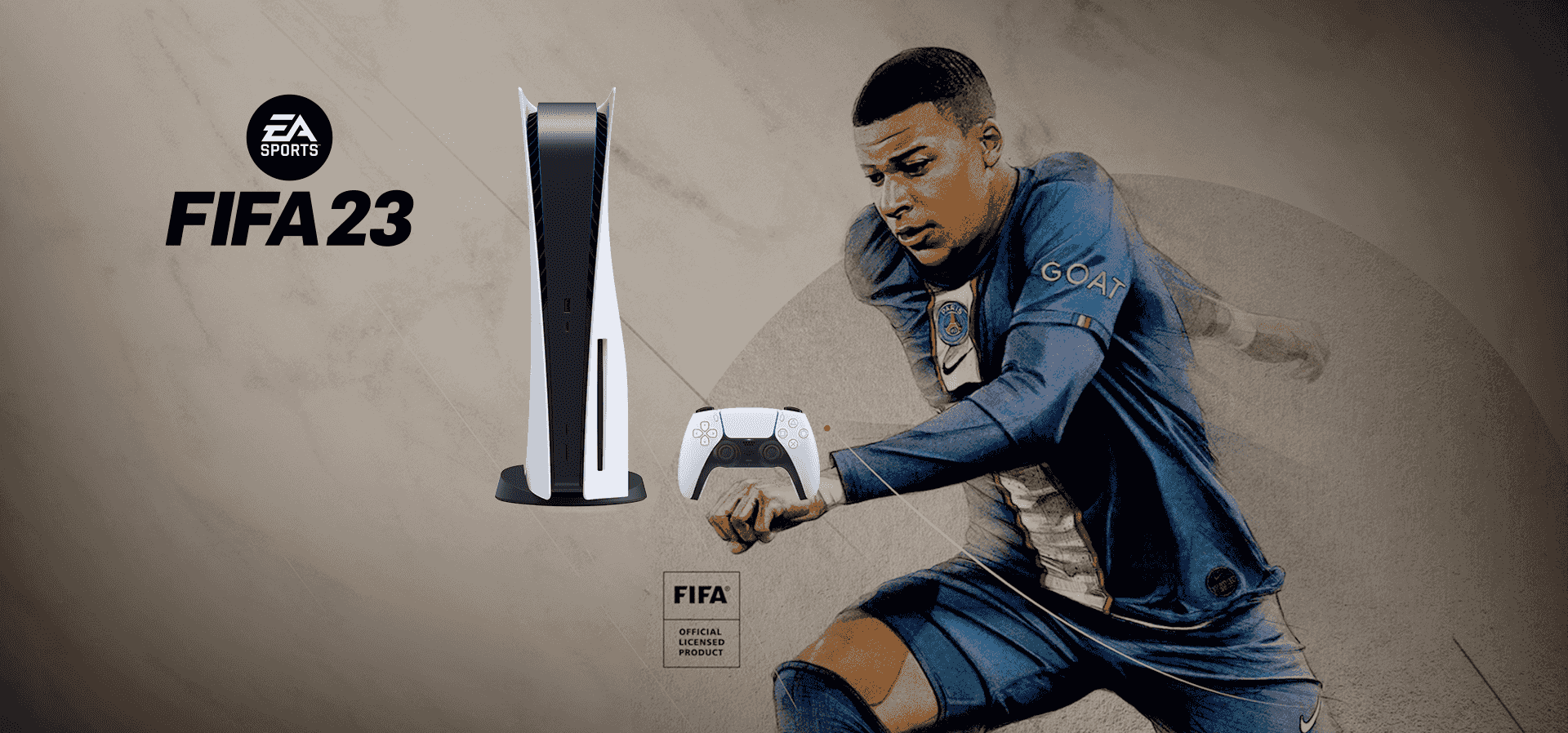 Imagem de fundo do produto Console PS5 (com leitor de disco) + Jogo Fifa 23 – Sony