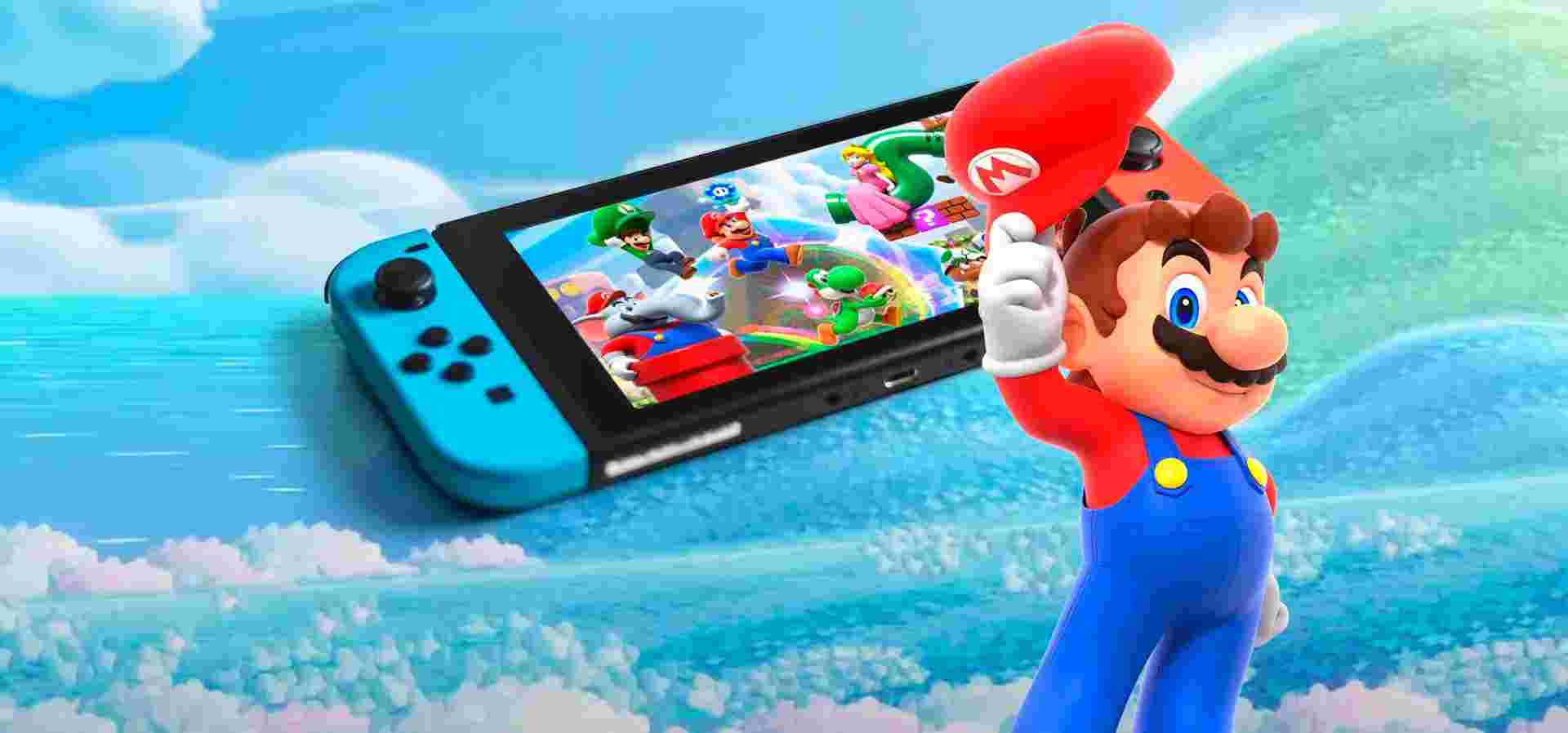 Imagem de fundo do produto Console Nintendo Switch + Mario Kart 8 Deluxe - Vermelho e Azul