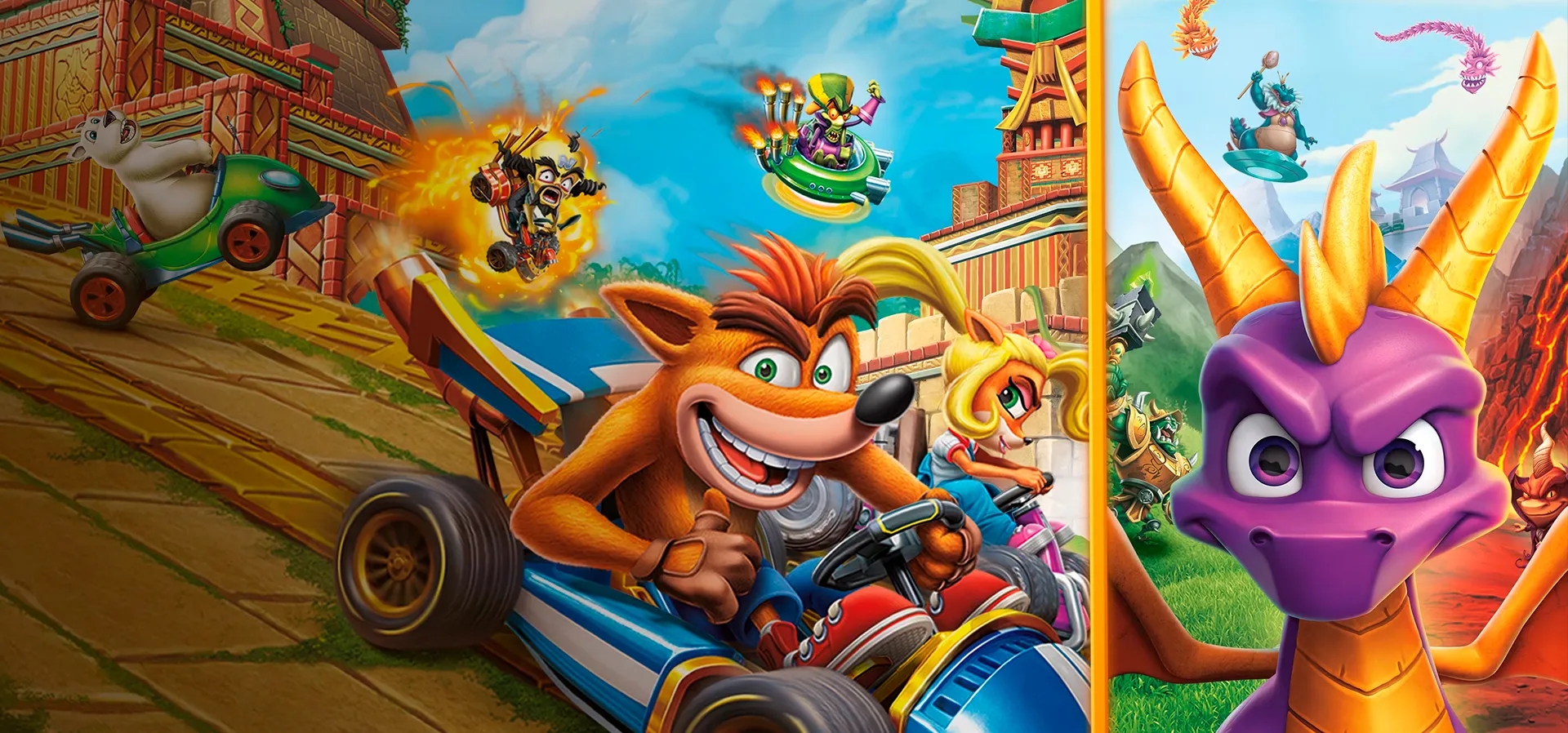 Imagem de fundo do produto Pacote de Jogos - Crash™ Team Racing Nitro-Fueled + Spyro™ - PS4