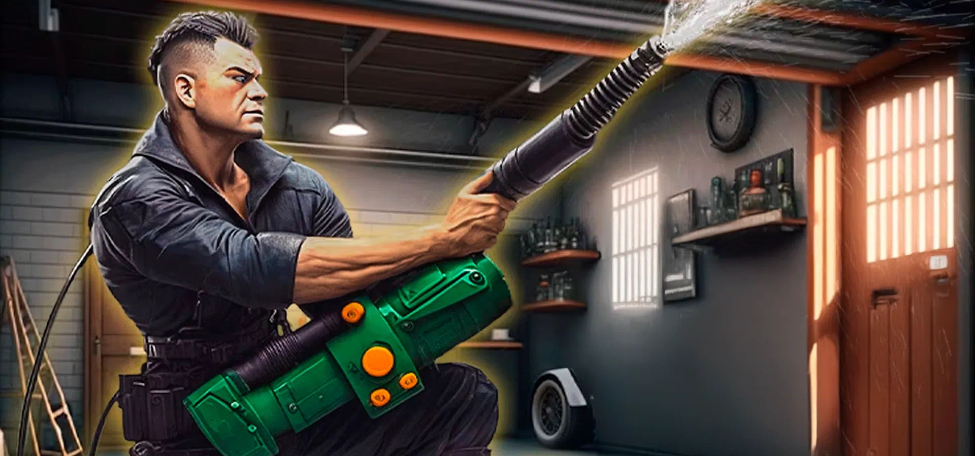 Imagem de fundo do produto Wash Simulator - Clean Garage, House, Cars Business Tycoons: Ultimate Cleaning Expansion - Switch