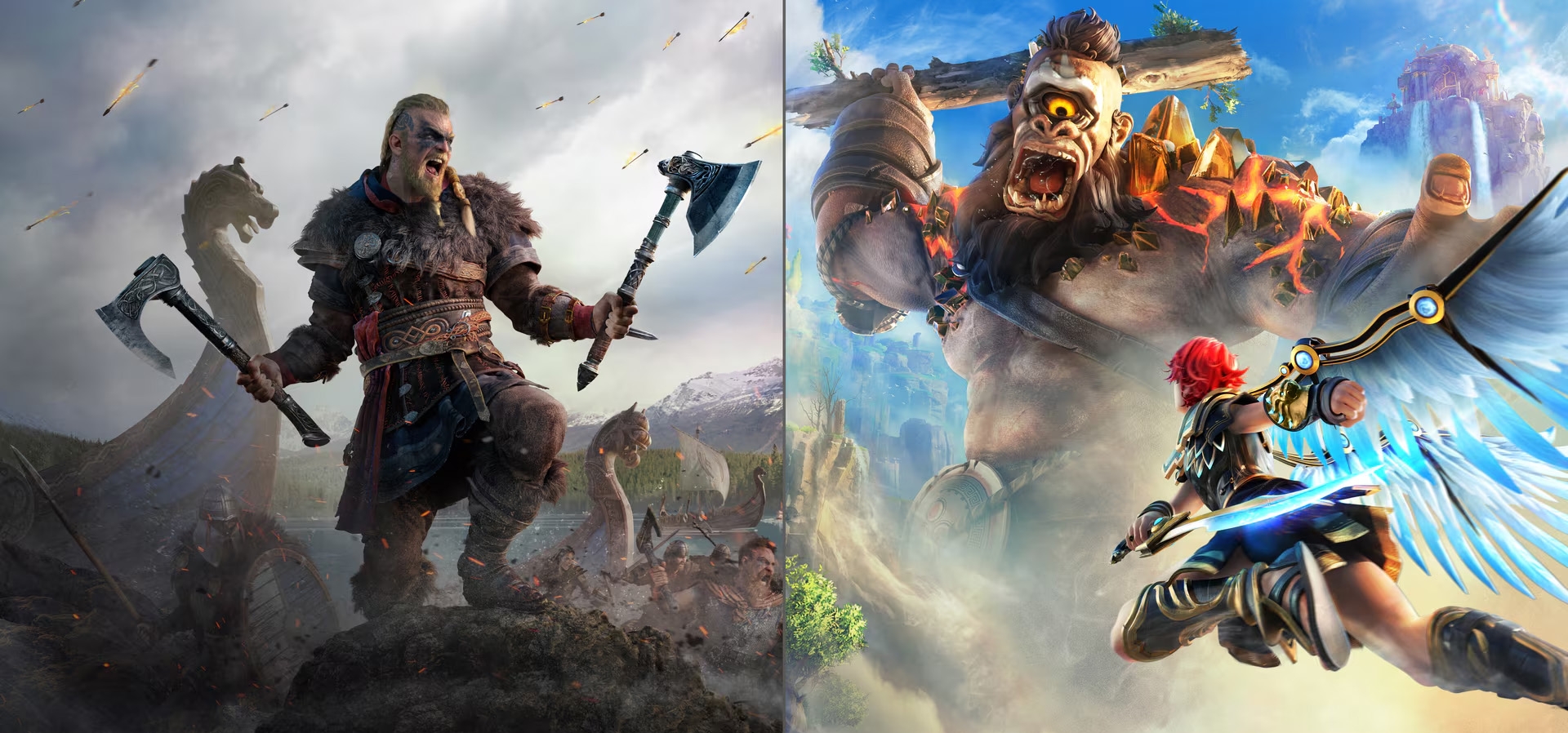 Imagem de fundo do produto Pacote Assassin’s Creed® Valhalla + Immortals Fenyx Rising™ - PS4 & PS5