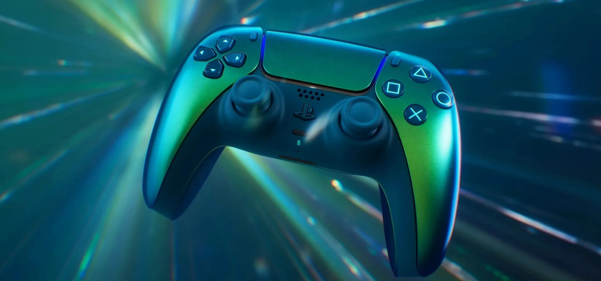 Imagem de fundo do produto Controle PS5 Chroma Teal sem fio (Dualsense)