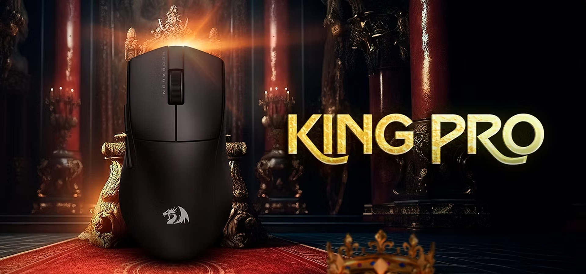 Imagem de fundo do produto Mouse Gamer sem fio Redragon King Pro Preto - M916-PRO-1K