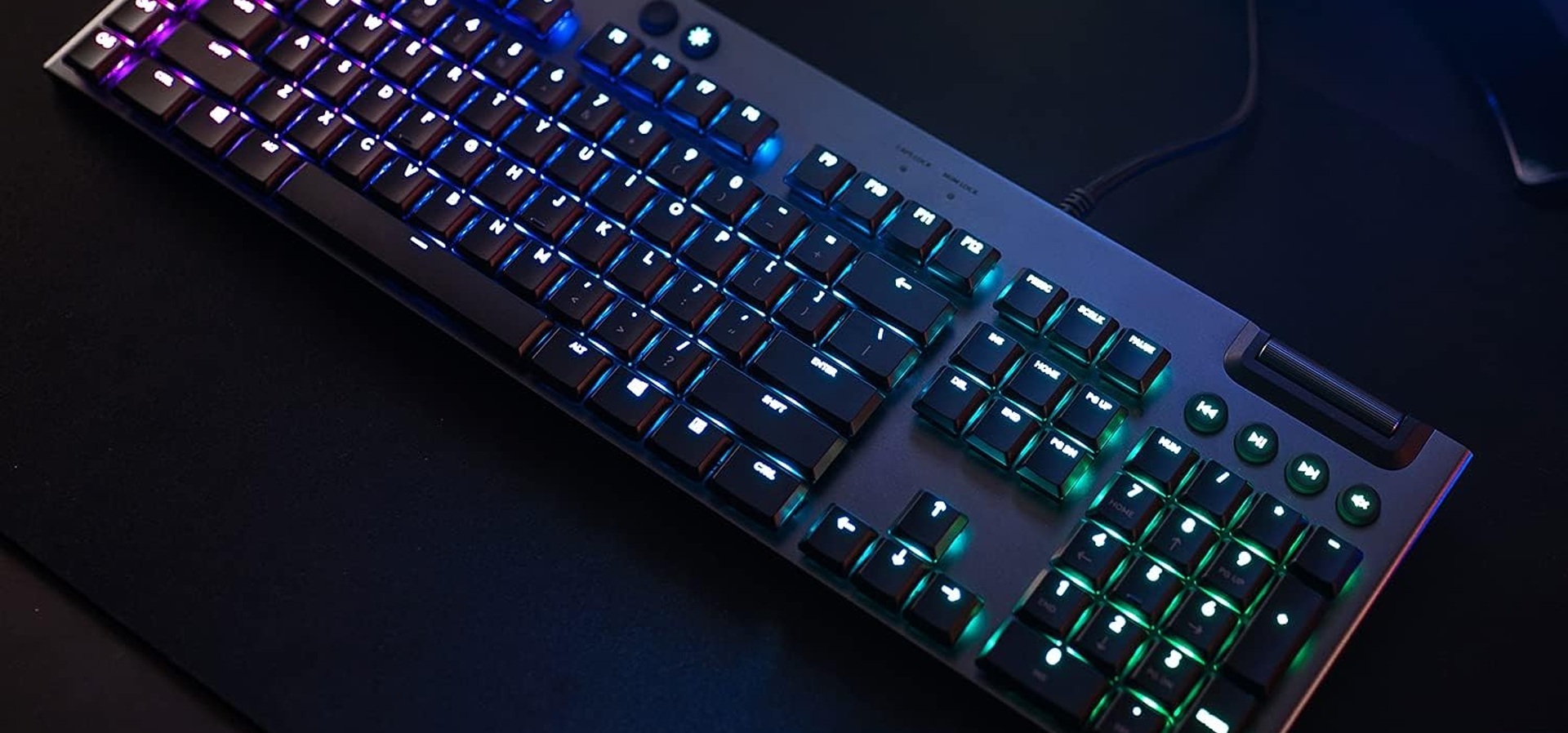 Imagem de fundo do produto Teclado Mecânico Gamer com fio Logitech G815 Switch Brown Tactile - Preto