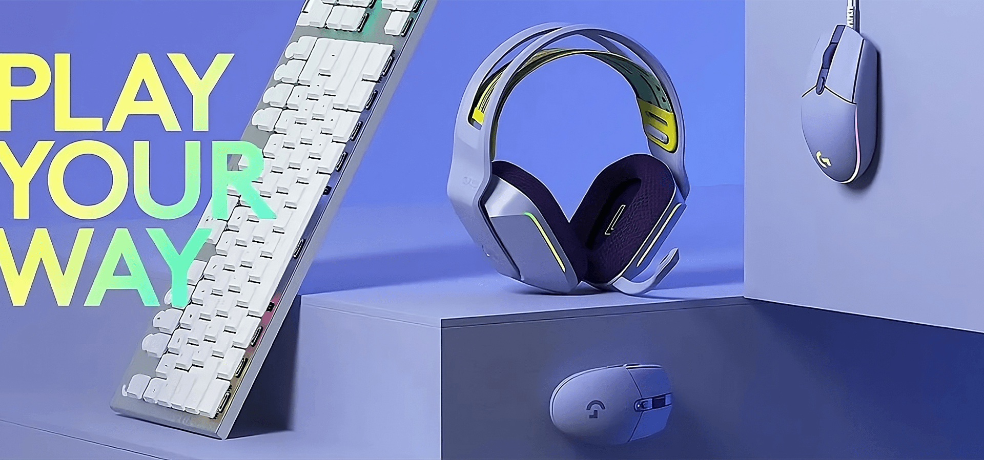 Imagem de fundo do produto Headset Gamer Sem Fio Logitech G733 7.1 Dolby Surround - Lilás
