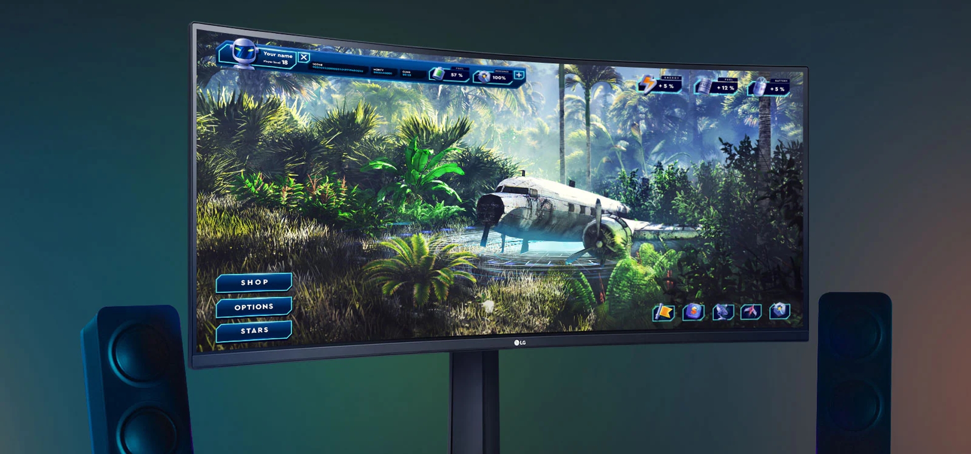 Imagem de fundo do produto Monitor Gamer LG UltraGear Curvo 34” WQHD UltraWide 3440x1440 160Hz 1ms (MBR) HDR10 AMD FreeSync HDMI 34GP63A-B