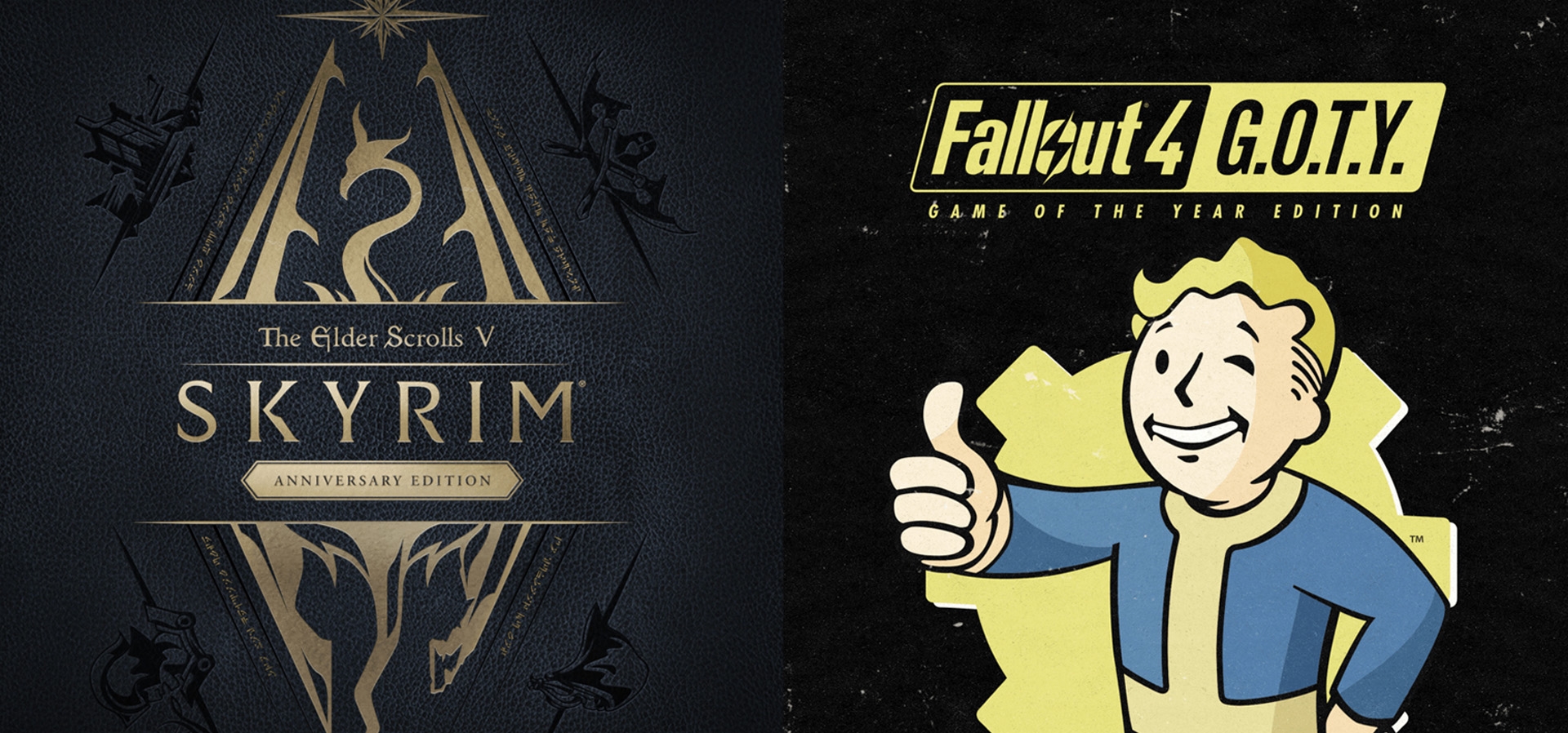 Imagem de fundo do produto Skyrim Anniversary Edition + Fallout 4 G.O.T.Y Bundle - PS4 & PS5