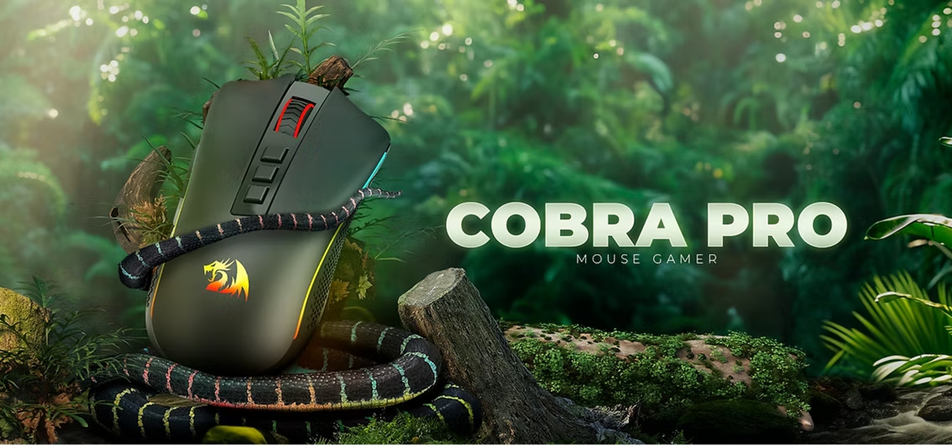 Imagem de fundo do produto Mouse Gamer sem fio Redragon Cobra Pro - M711-PRO