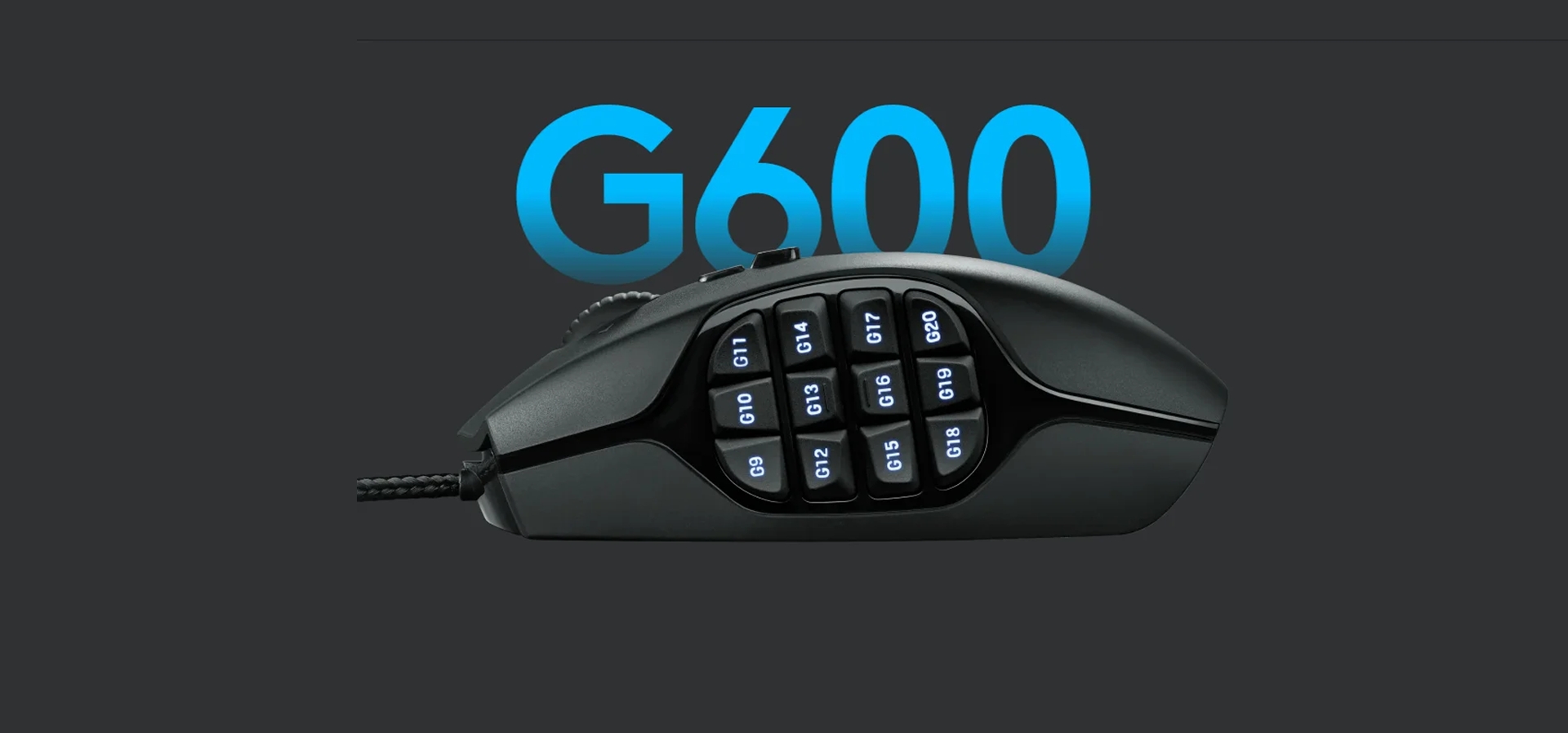 Imagem de fundo do produto Mouse Gamer com fio MMO Logitech G600