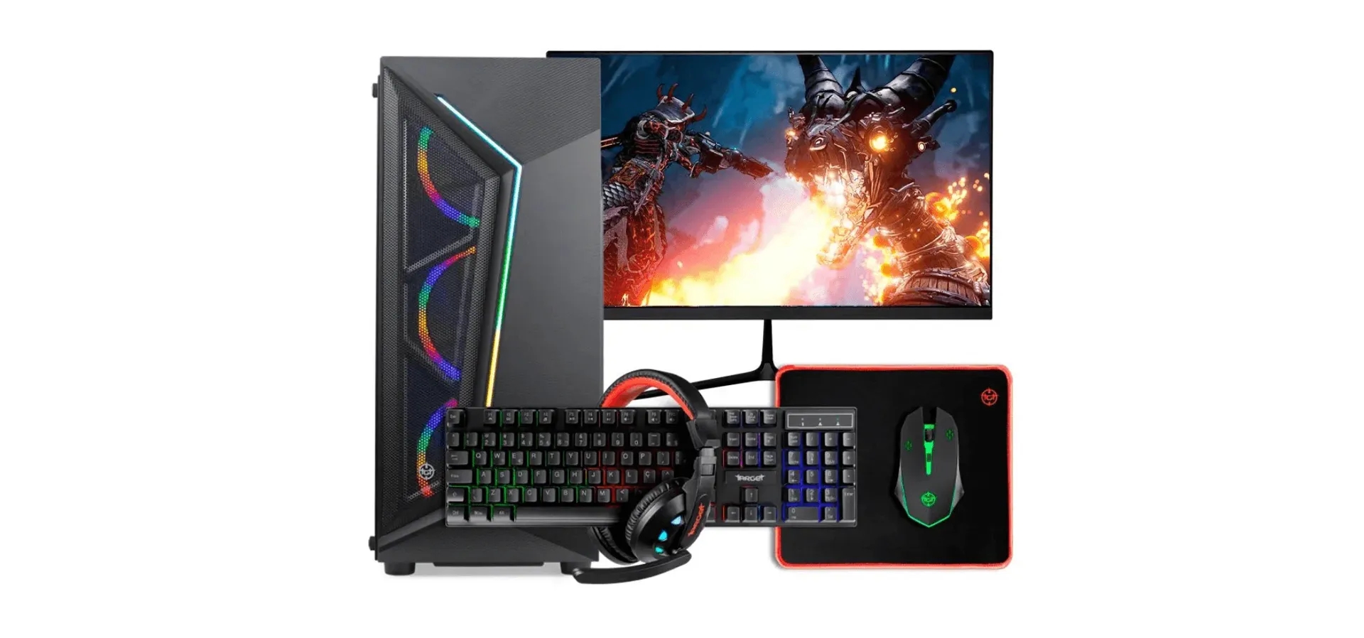 Imagem de fundo do produto PC Gamer Completo Mancer Intel i5 RX550 16GB RAM SSD 120GB HD 500GB + Combo Periférico + Monitor 21"