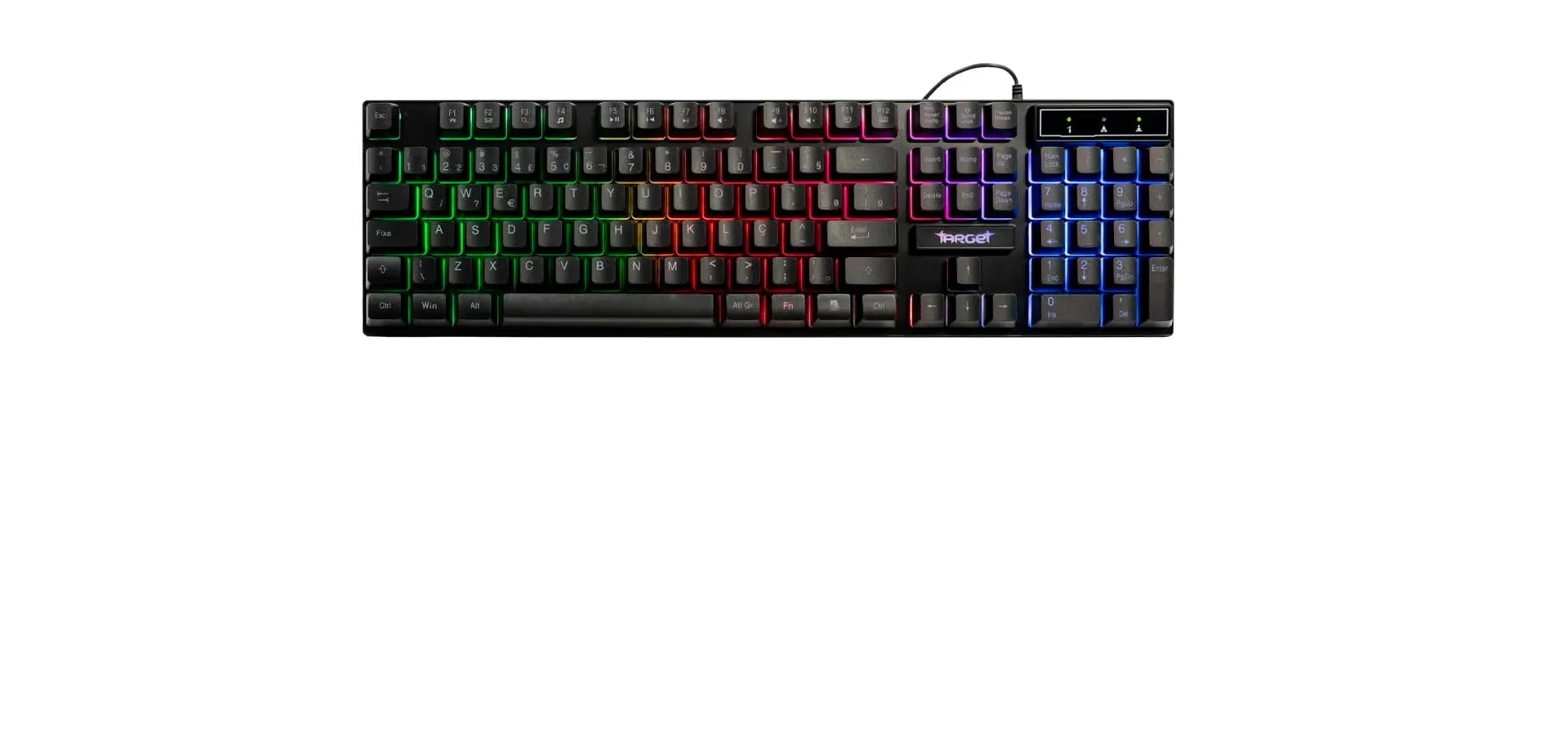 Imagem de fundo do produto Teclado Gamer TGT M16L, Rainbow, ABNT2, Preto, TGT-M16L-RBW01