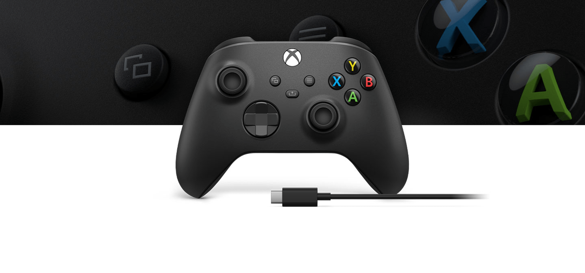 Imagem de fundo do produto Controle Sem Fio Xbox + Cabo USB-C®