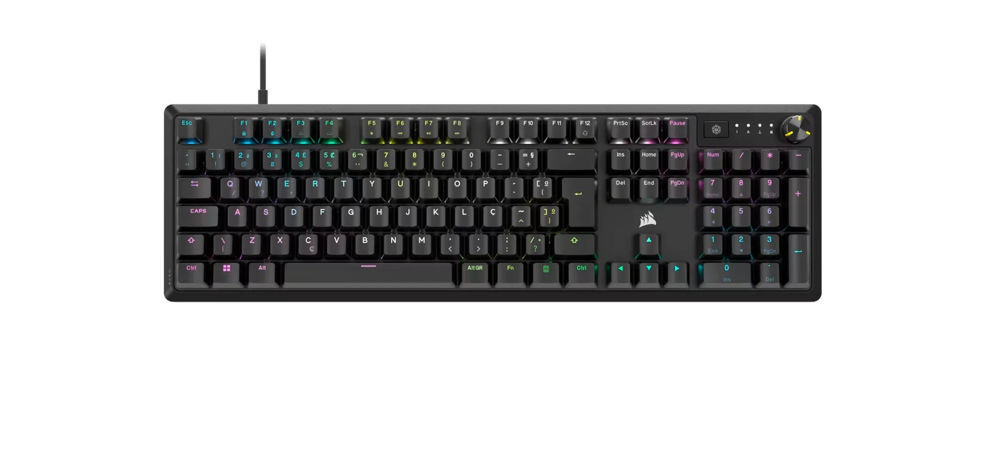 Imagem de fundo do produto Teclado Mecanico Corsair K70 Core, RGB, ABNT2, Switch MLX Vermelho, Preto, CH-910971E-BR