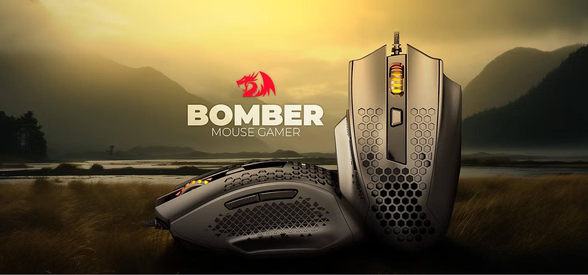 Imagem de fundo do produto Mouse Gamer com fio Redragon Bomber - M722