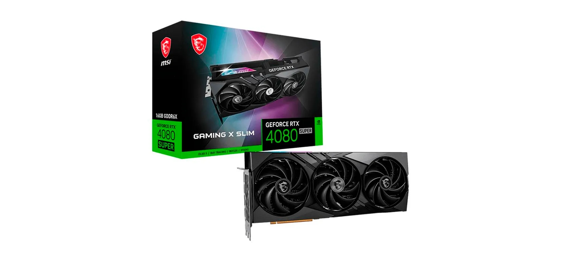 Imagem de fundo do produto Placa De Vídeo MSI GeForce RTX 4080 Super Gaming X Slim 16GB GDDR6X 256 BITS