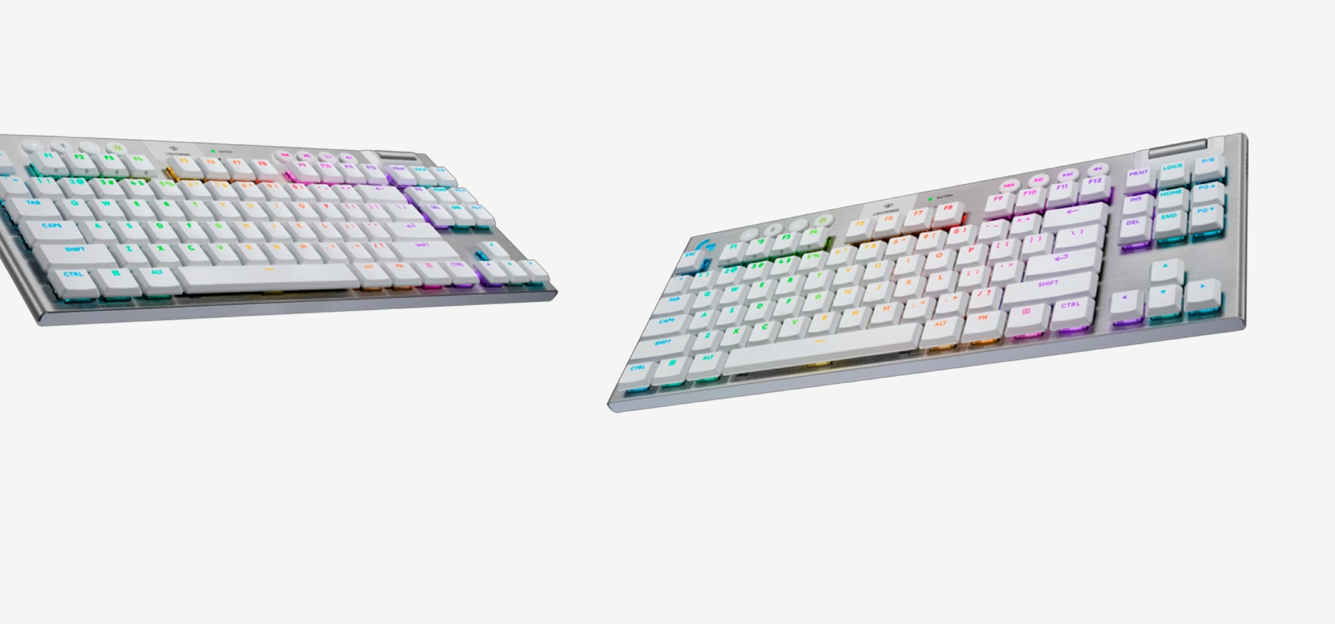 Imagem de fundo do produto Teclado Mecânico Gamer sem fio Logitech G915 TKL Lightspeed Switch Brown Tactile - Branco