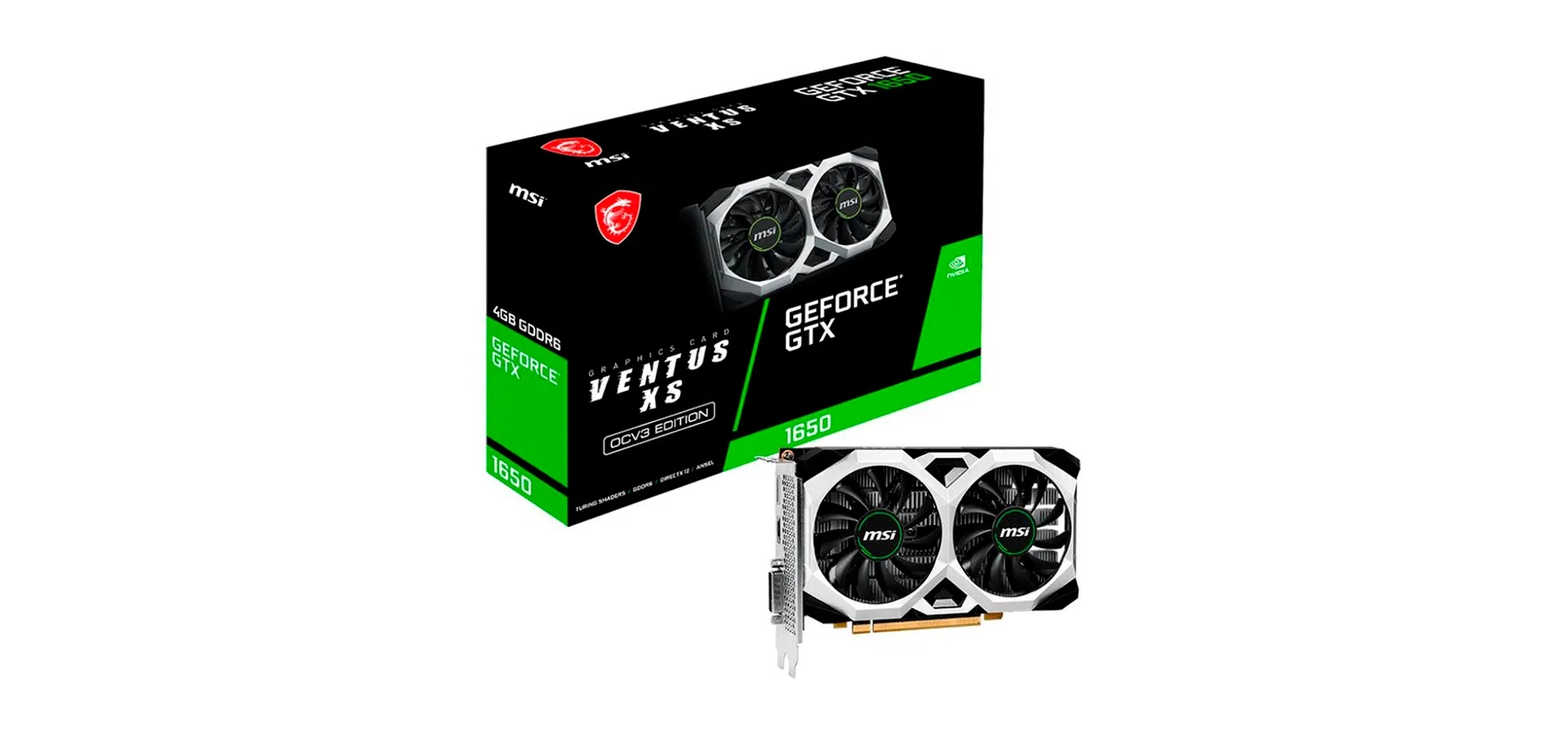 Imagem de fundo do produto Placa de Vídeo MSI Nvidia GTX1650 4GB GDDR6128B VENTUS XS