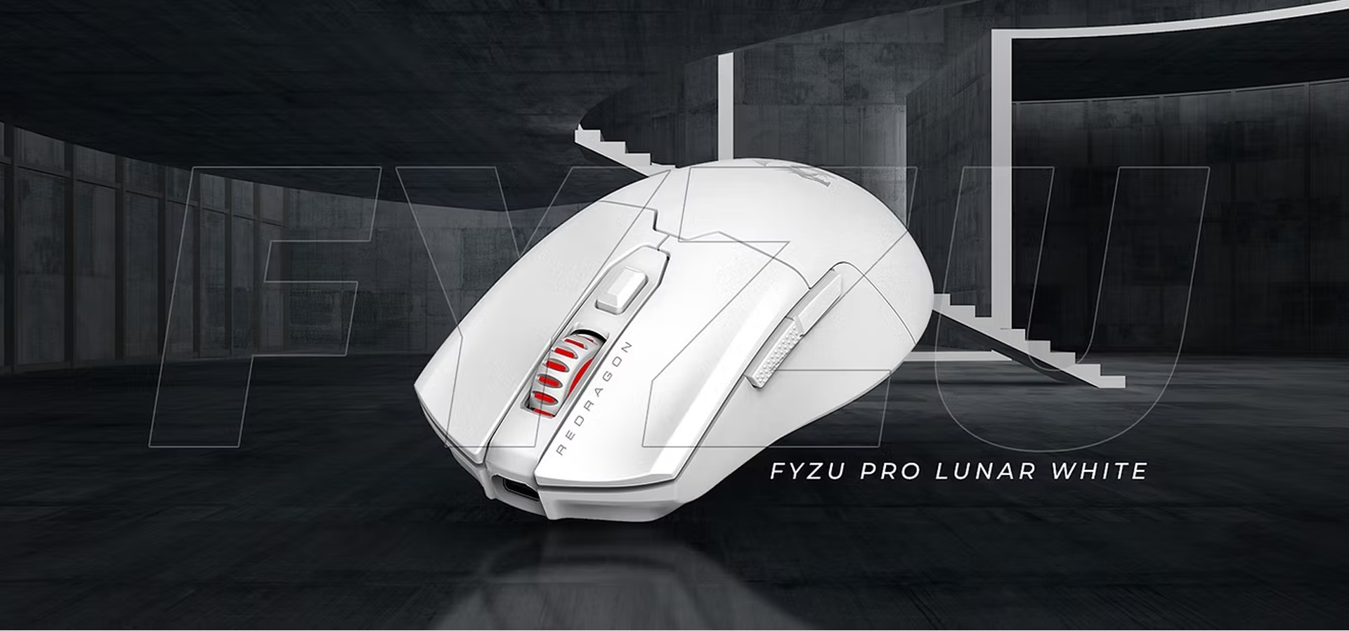 Imagem de fundo do produto Mouse Gamer sem fio Redragon Fyzu Pro Lunar White - M995W-PRO