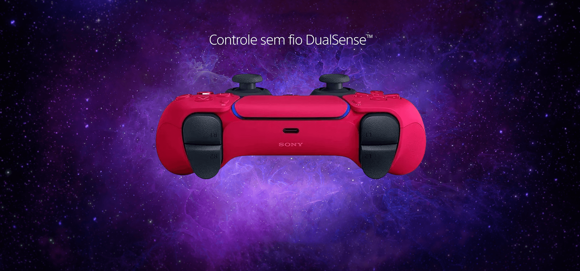 Imagem de fundo do produto Controle PS5 Cosmic Red sem fio (Dualsense)