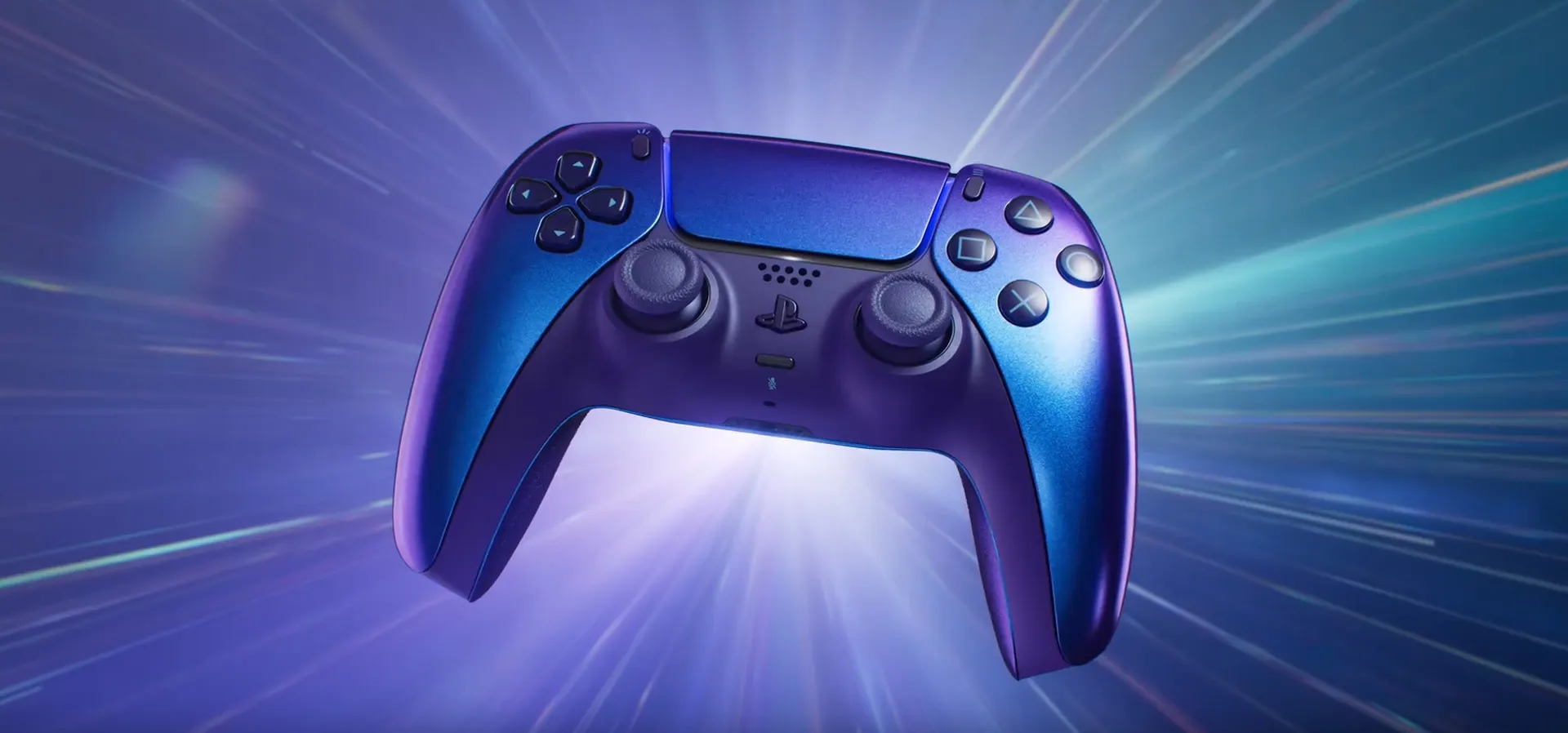Imagem de fundo do produto Controle PS5 Chroma Indigo sem fio (Dualsense)