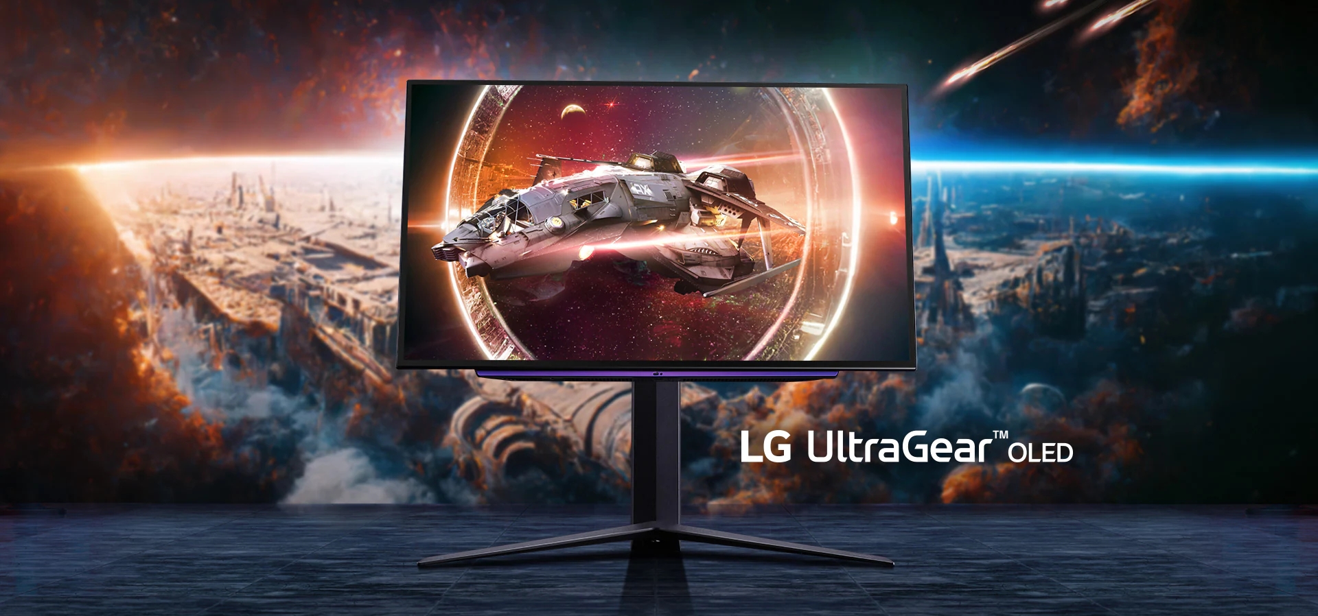 Imagem de fundo do produto Monitor Gamer LG UltraGear OLED – Tela OLED 27”, QHD, HDR400, True black, 1.5M:1, 240Hz, 0,03ms (GtG), NVIDIA® G-SYNC® – 27GS95QE-B