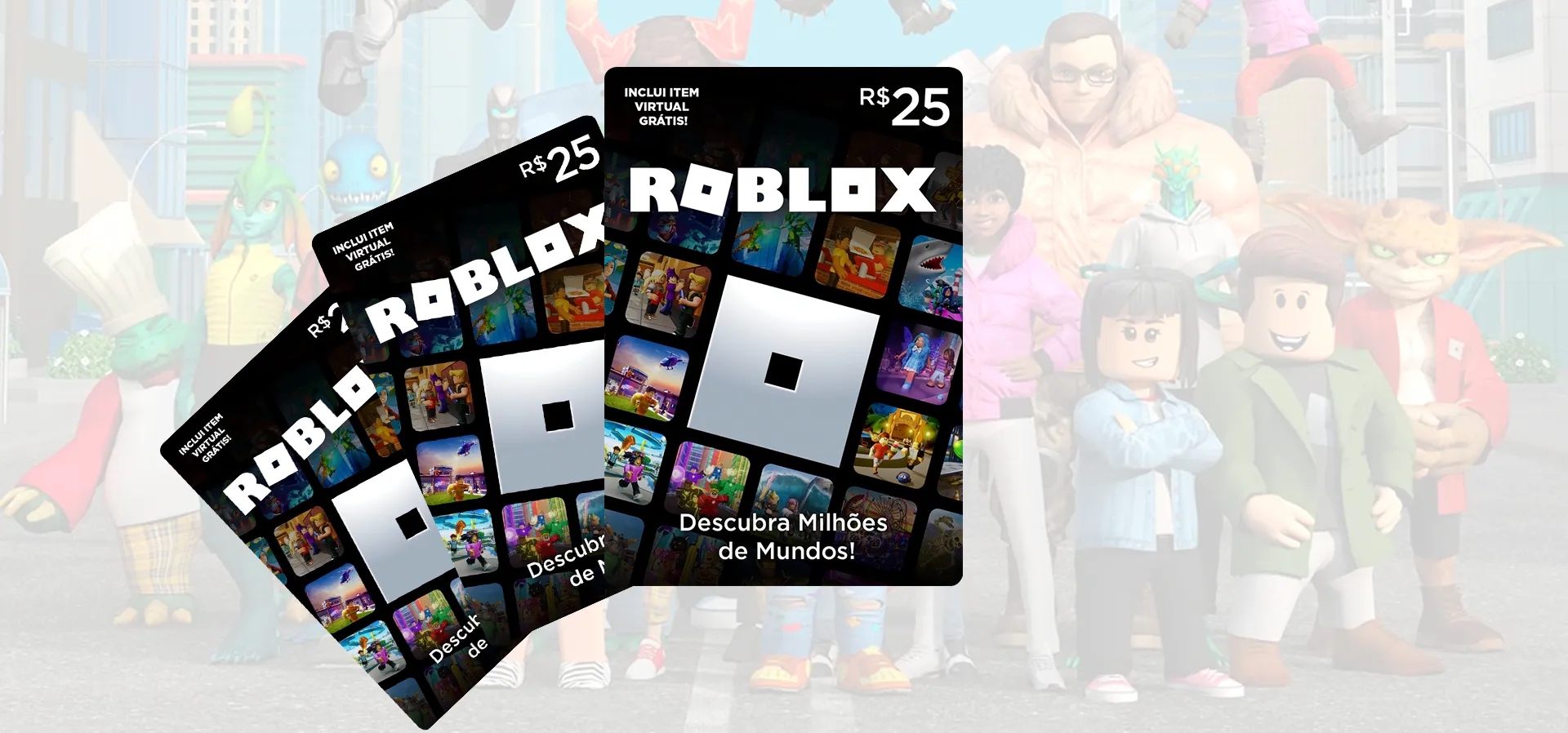 Imagem de fundo do produto Gift Card Digital Roblox - 25 Reais