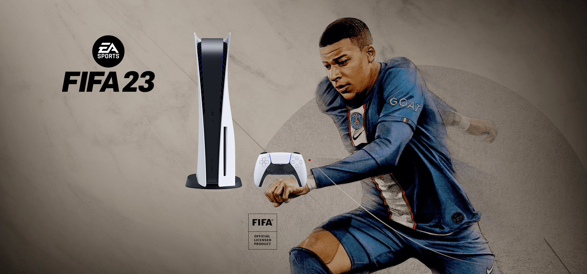 Imagem de fundo do produto Console PS5 (com leitor de disco) + Jogo Fifa 23 – Sony