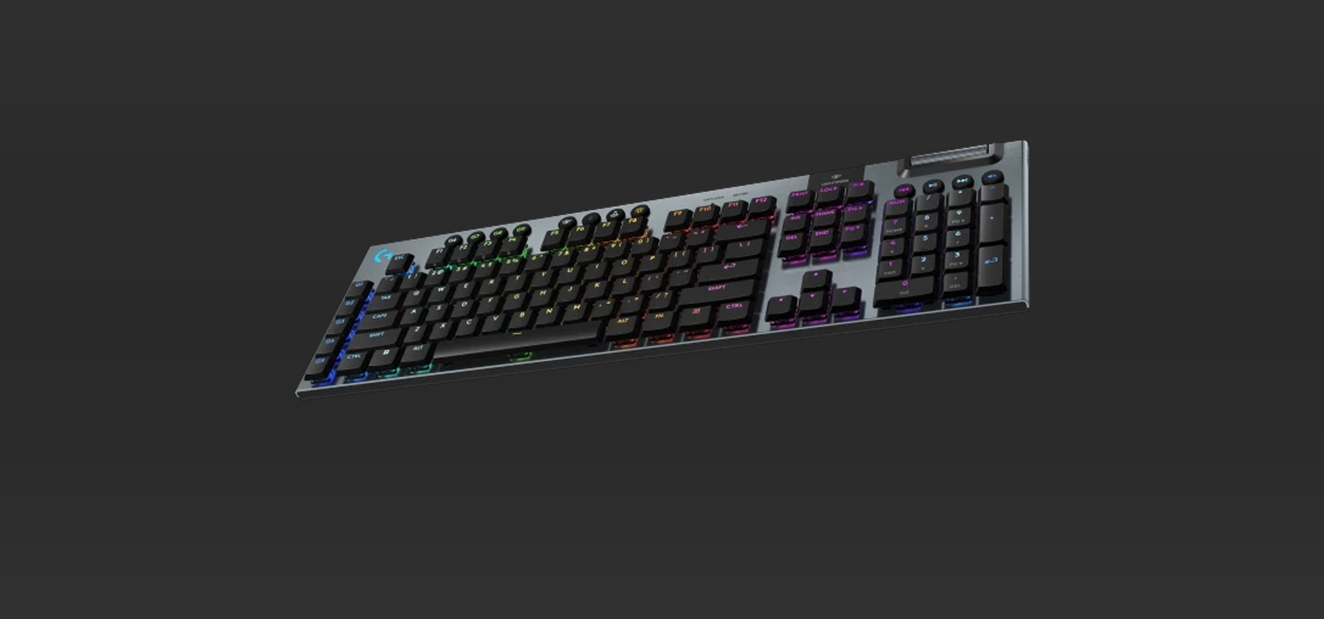 Imagem de fundo do produto Teclado Mecânico Gamer sem fio Logitech G915 X Lightspeed Switch Brown Tactile - Preto