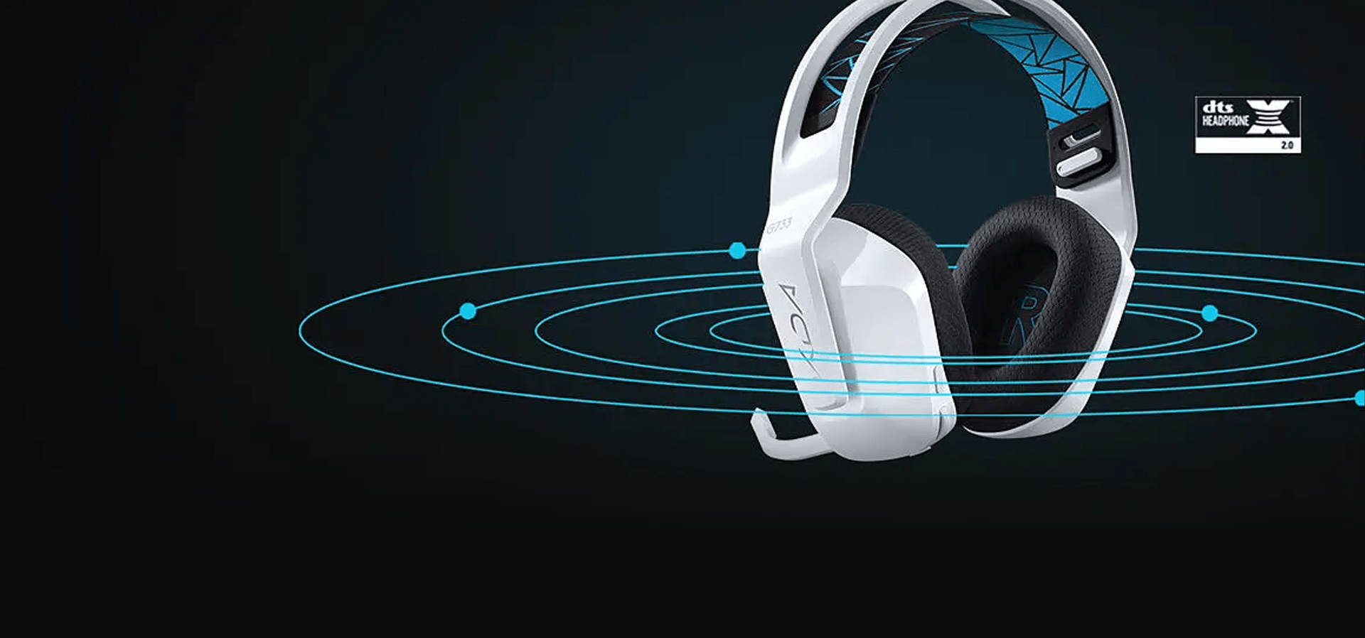 Imagem de fundo do produto Headset Gamer Sem Fio Logitech G733 K/DA 7.1 Dolby Surround - Edição Oficial League of Legends KDA