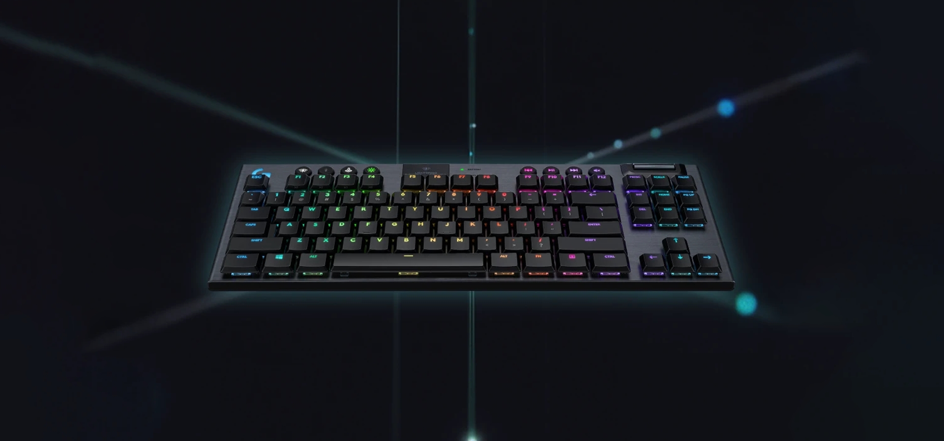 Imagem de fundo do produto Teclado Mecânico Gamer sem fio Logitech G915 X Lightspeed TKL Switch Brown Tactile - Preto