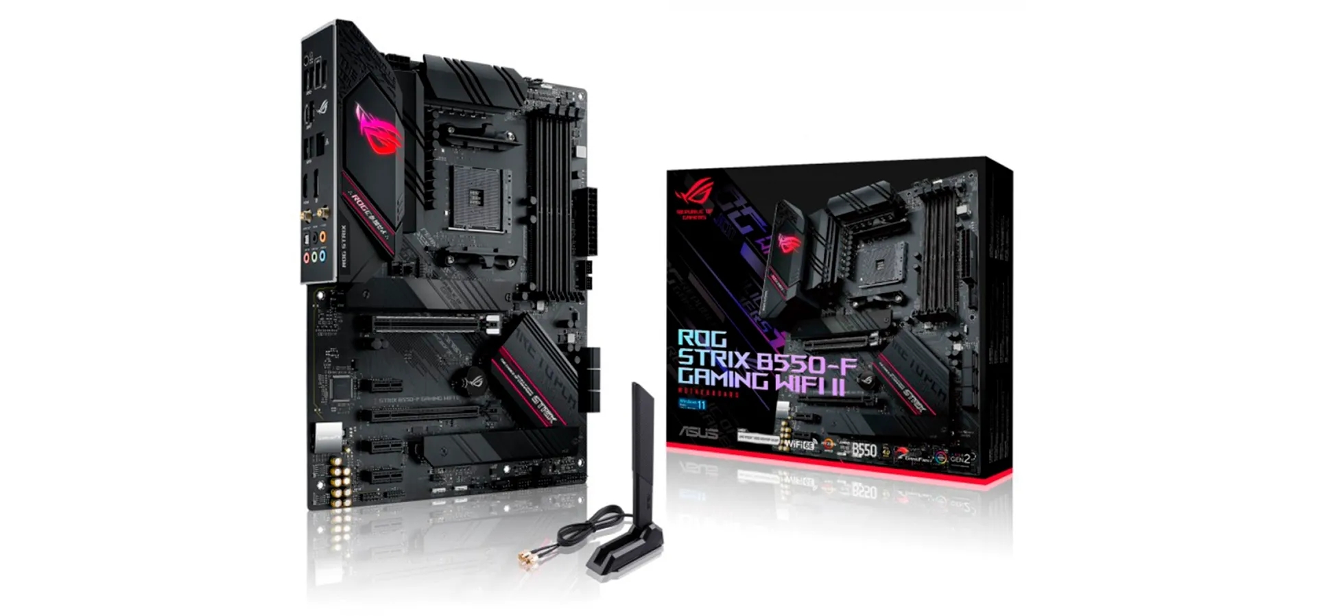 Imagem de fundo do produto Placa Mãe Asus Rog Strix Para AMD AM4 B550-F Gaming Wifi II 4xDDR4 ATX