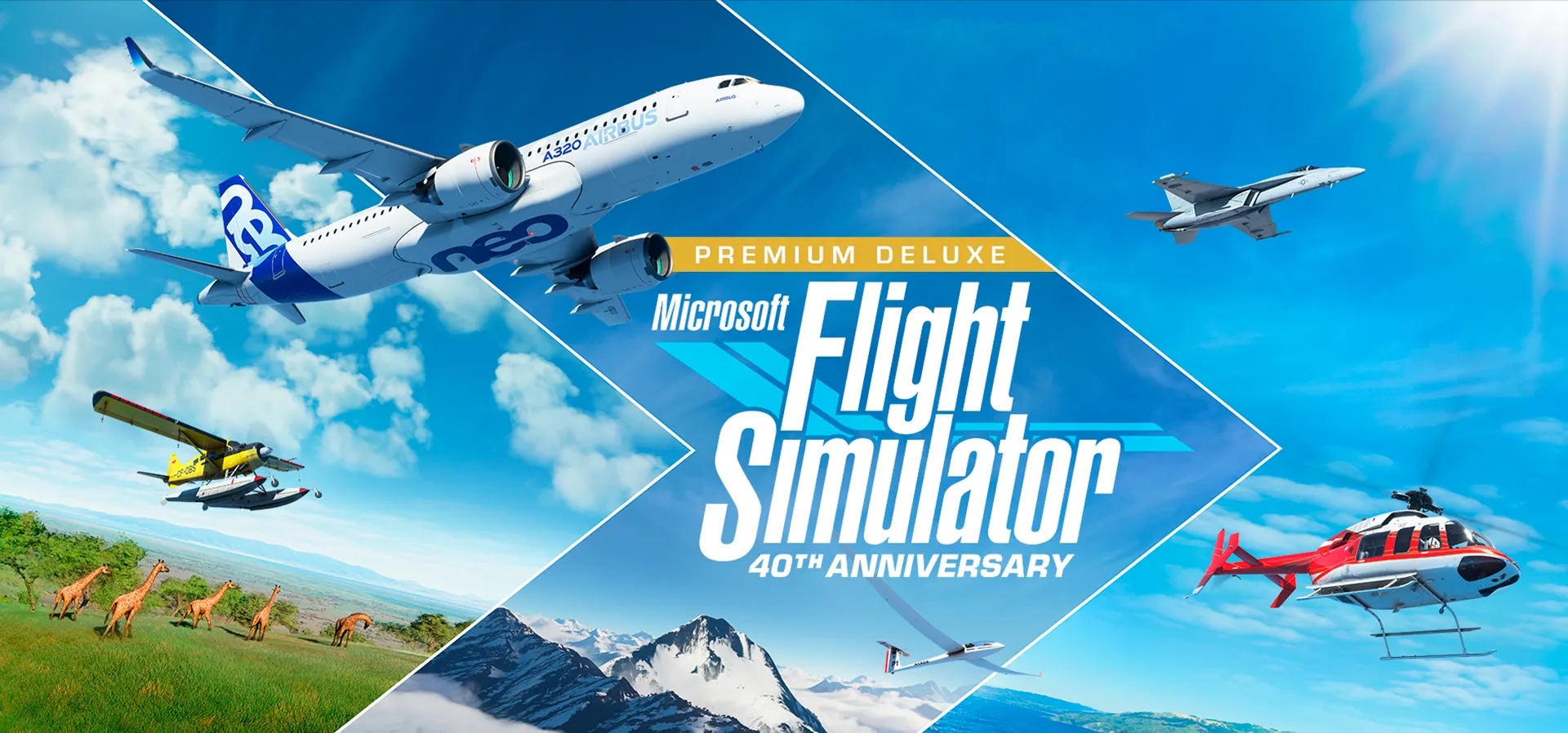 Imagem de fundo do produto Microsoft Flight Simulator Premium Deluxe 40th Anniversary Edition - Xbox Series X|S e PC